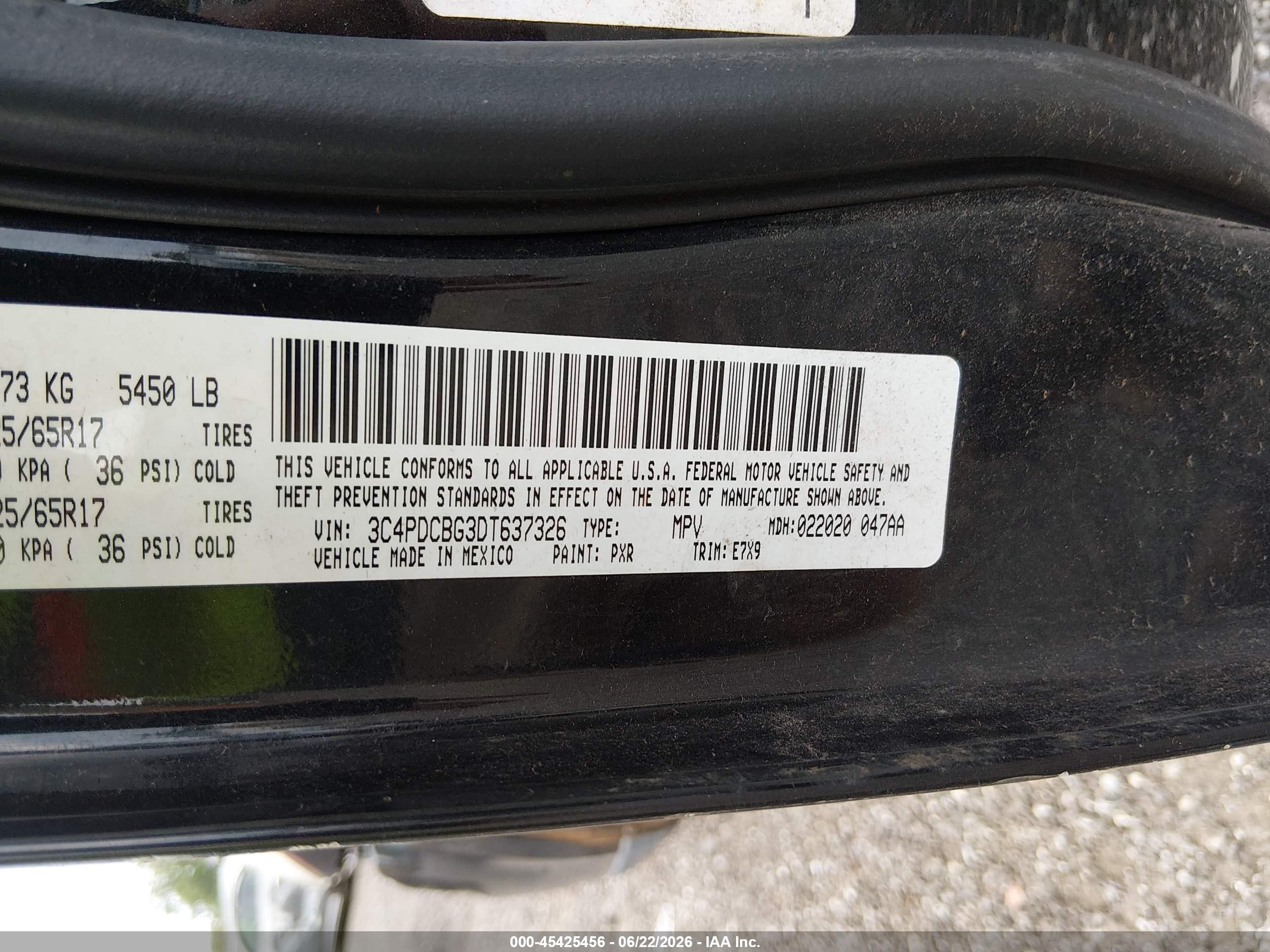 2013 Dodge Journey Sxt Black vin: 3C4PDCBG3DT637326