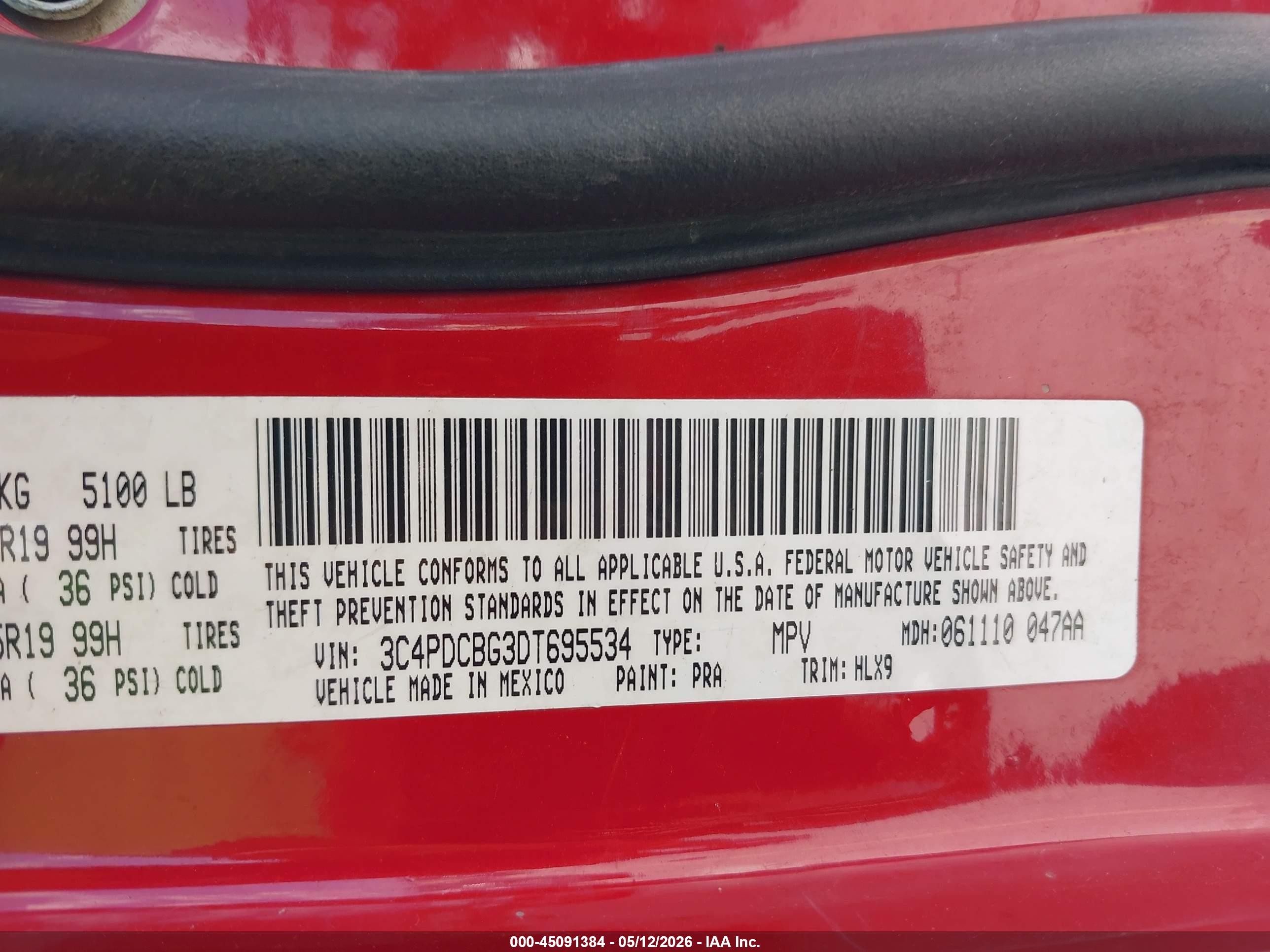 2013 Dodge Journey Sxt Red vin: 3C4PDCBG3DT695534