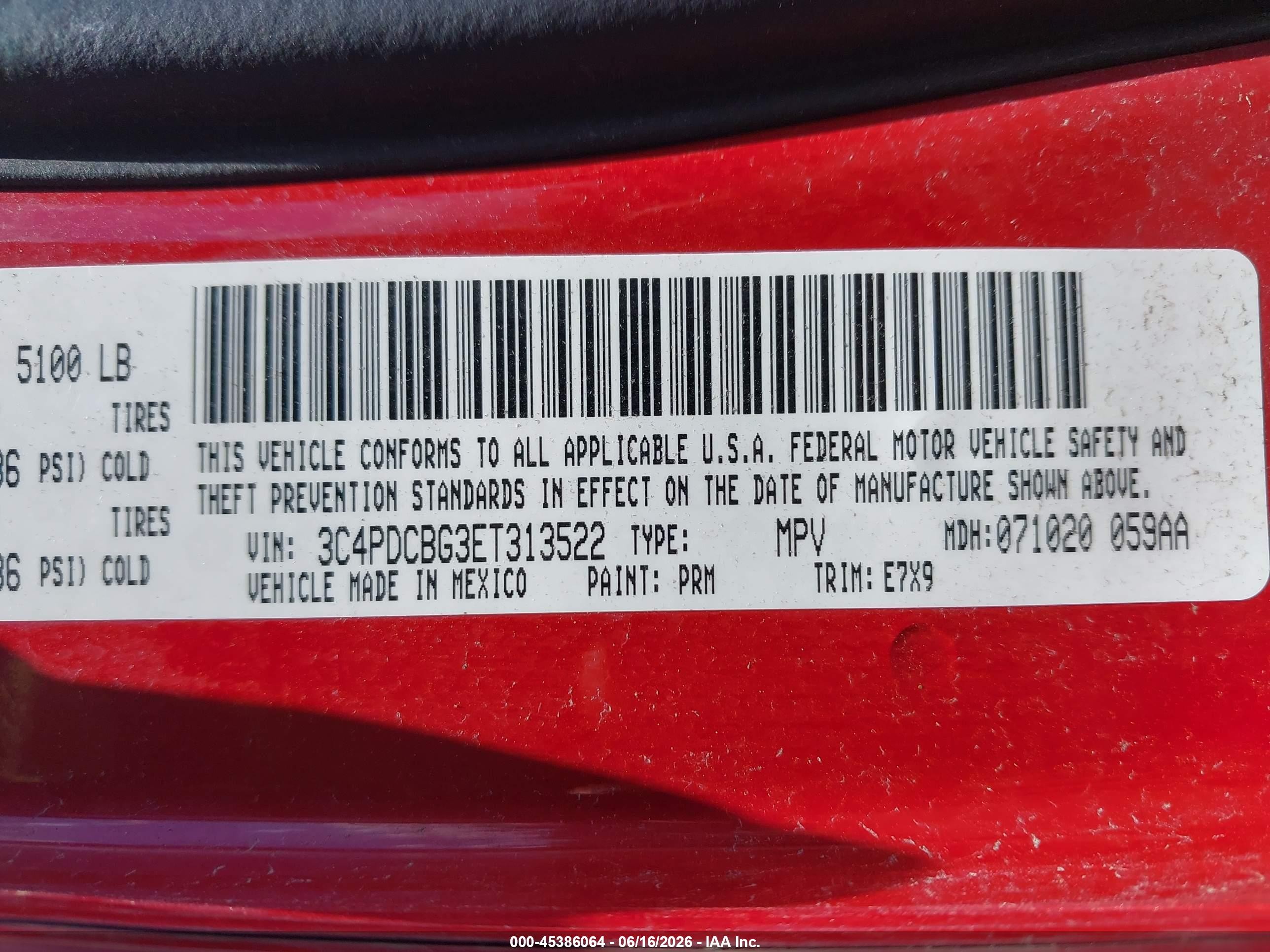 2014 Dodge Journey Sxt Red vin: 3C4PDCBG3ET313522