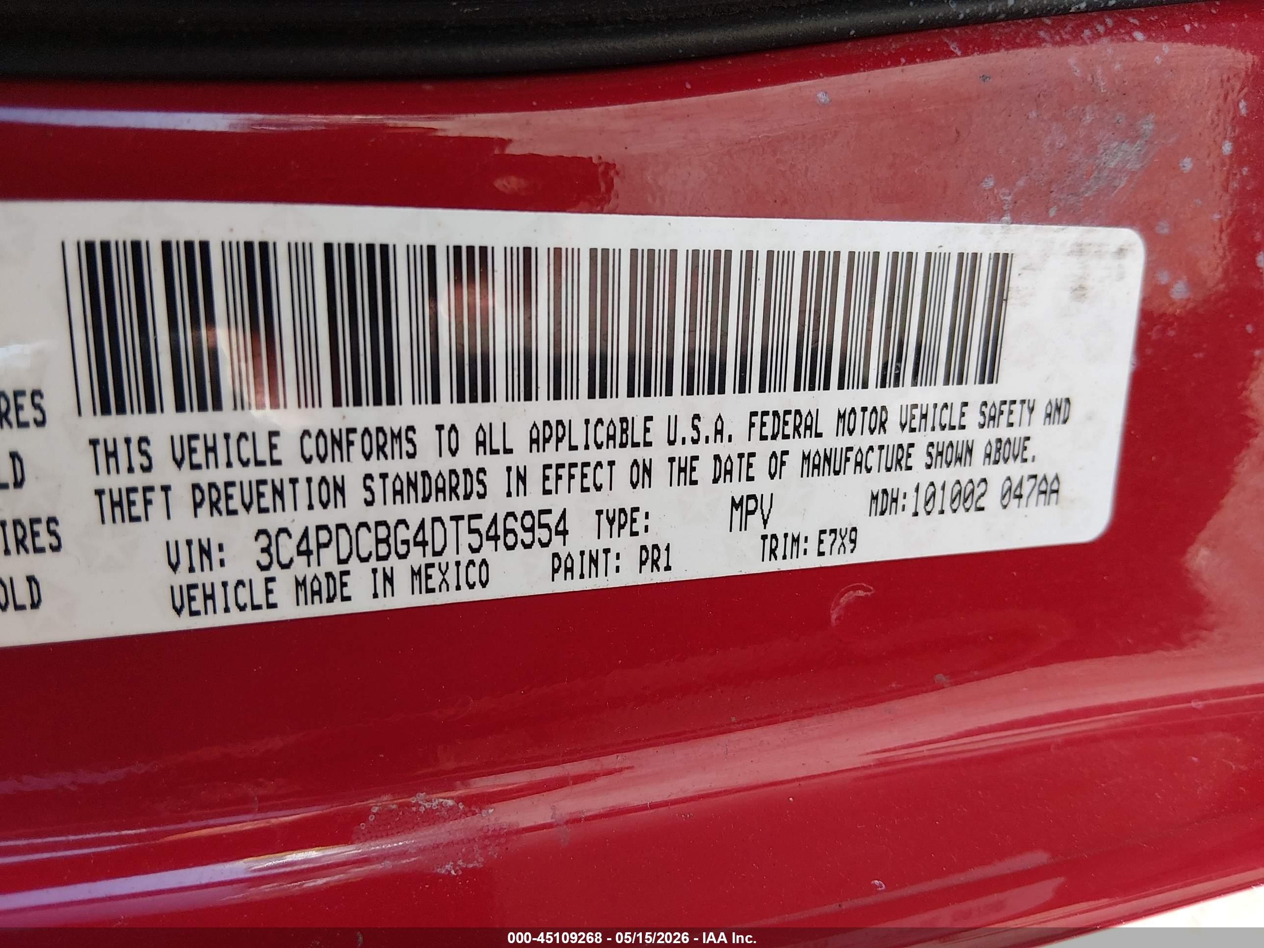 2013 Dodge Journey Sxt Red vin: 3C4PDCBG4DT546954
