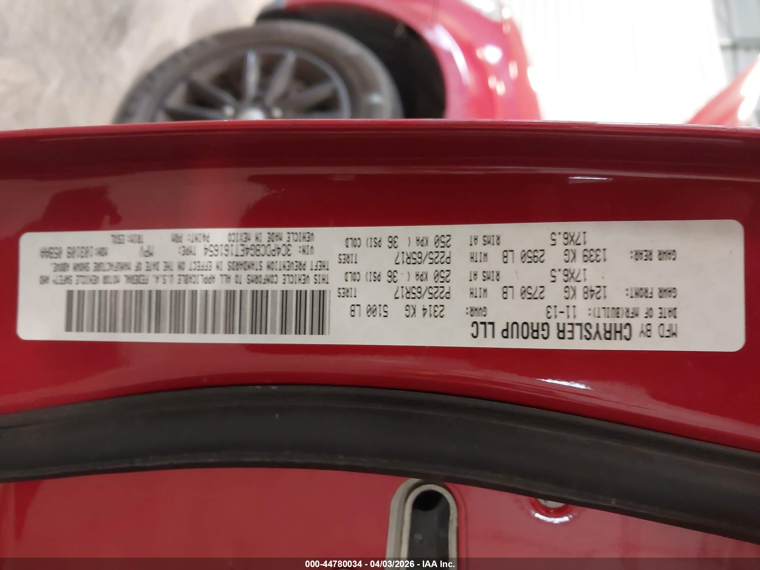 2014 Dodge Journey Sxt Red vin: 3C4PDCBG4ET161654
