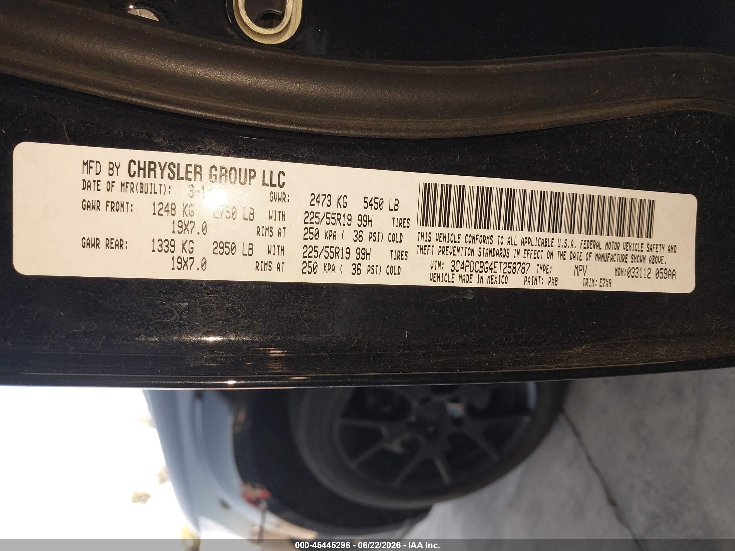 2014 Dodge Journey Sxt Black vin: 3C4PDCBG4ET258787