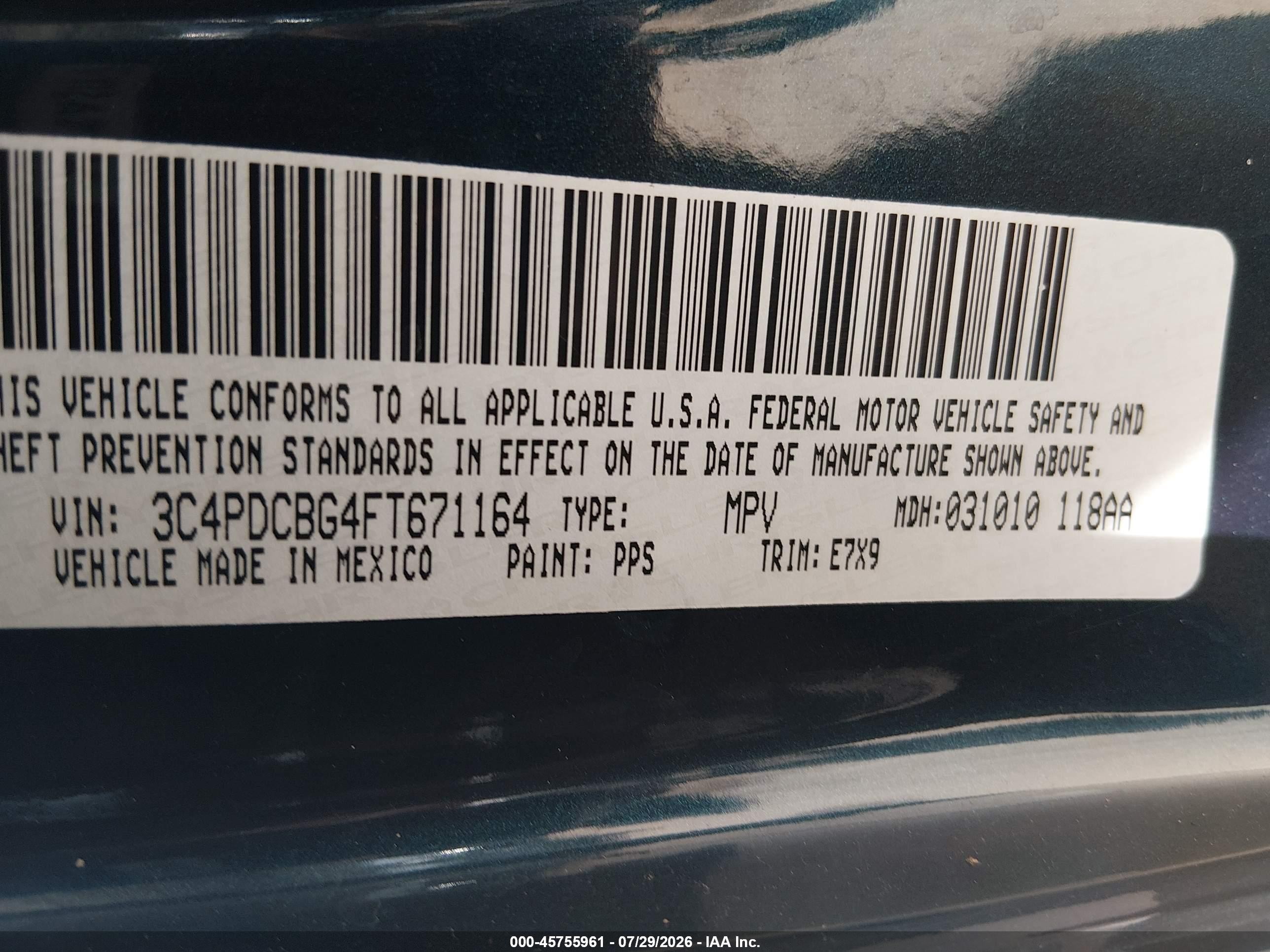 2015 Dodge Journey Sxt Dark Blue vin: 3C4PDCBG4FT671164
