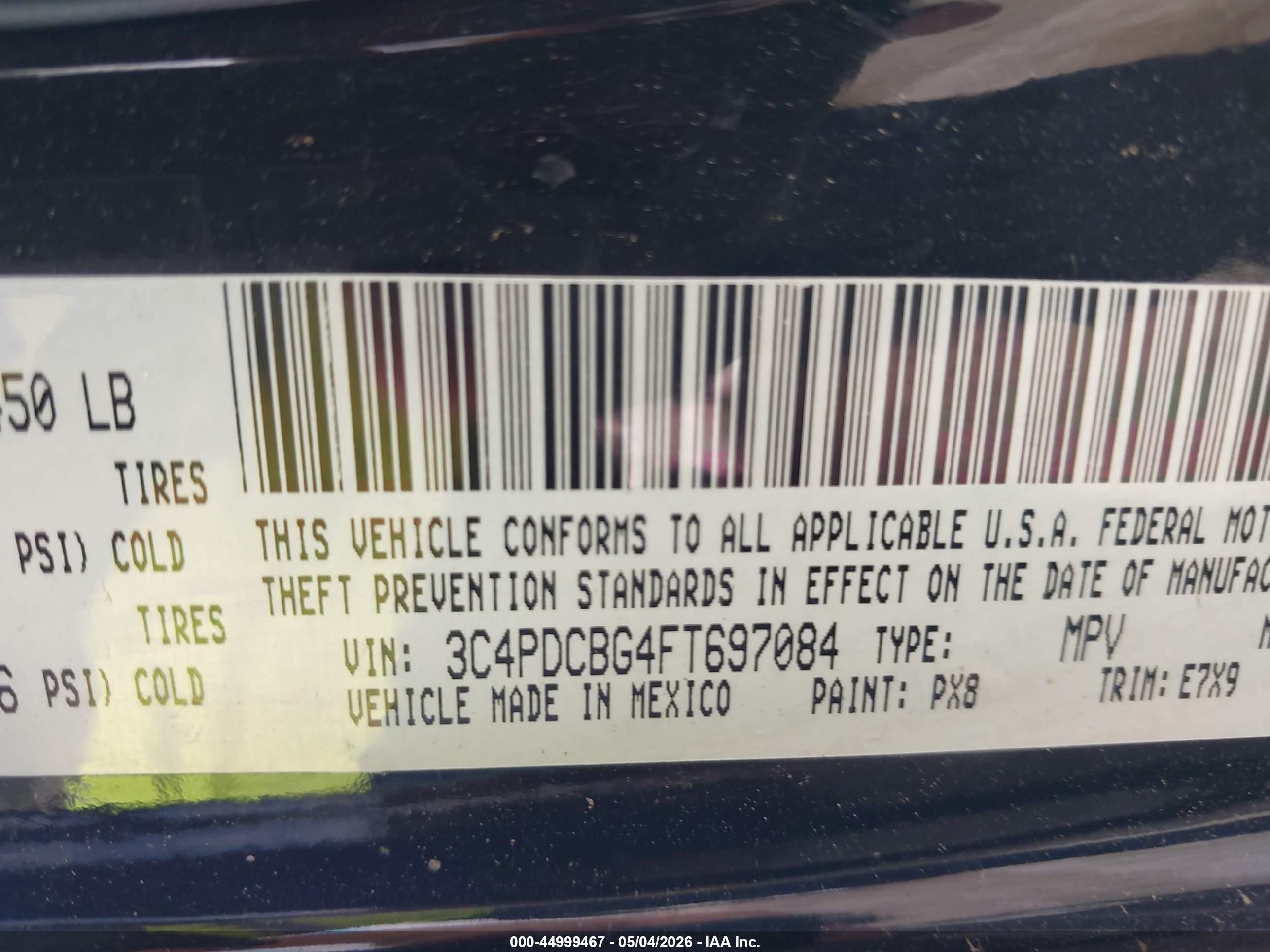 2015 Dodge Journey Sxt Black vin: 3C4PDCBG4FT697084