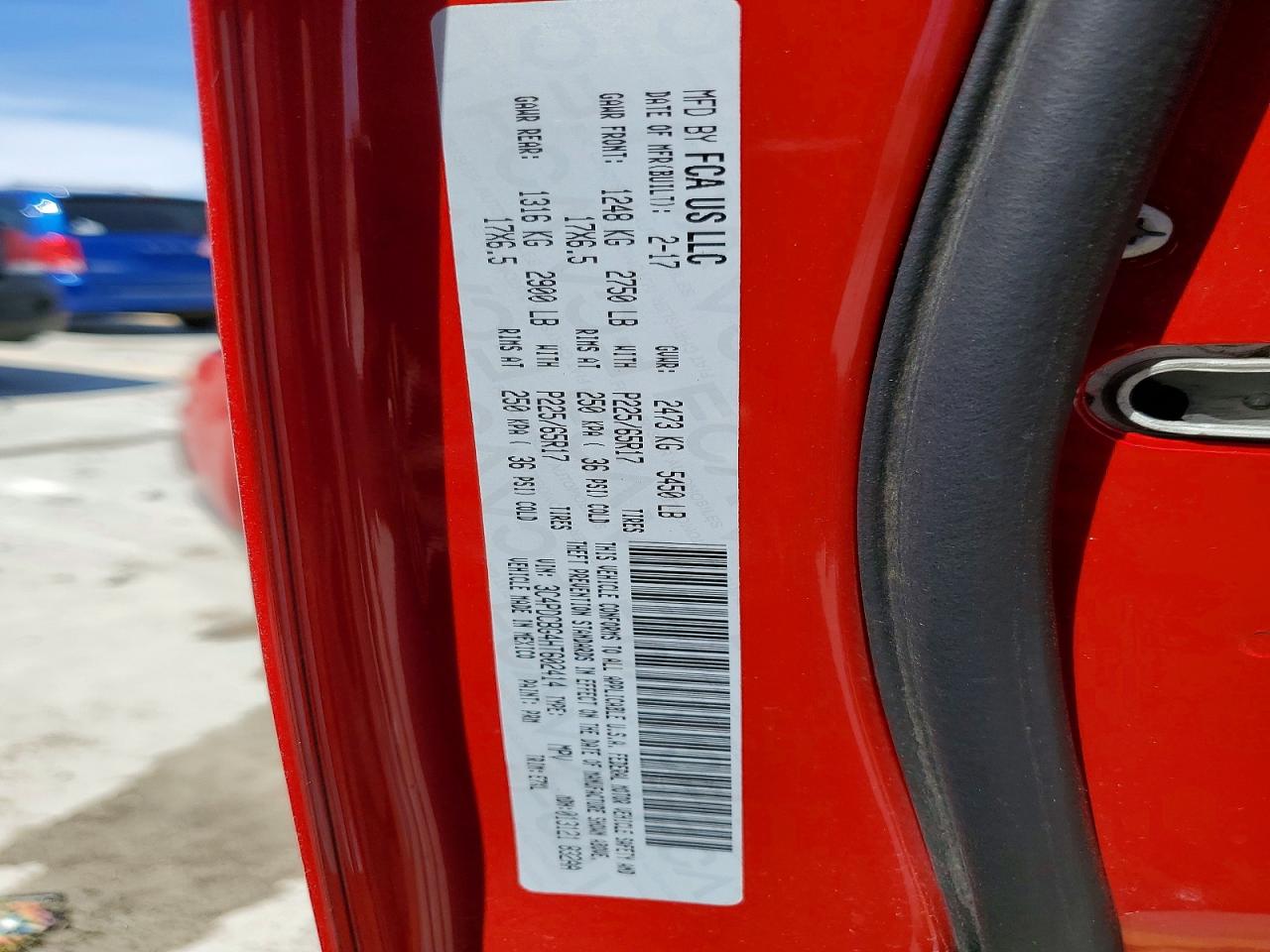 2017 Dodge Journey Red vin: 3C4PDCBG4HT602414
