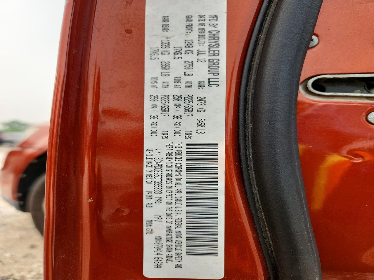 2012 Dodge Journey Sxt Orange vin: 3C4PDCBG5CT395833