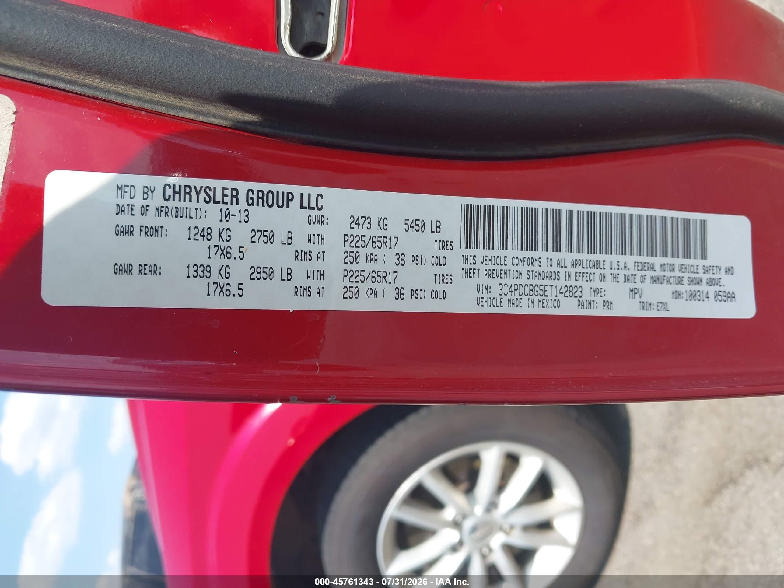 2014 Dodge Journey Sxt Red vin: 3C4PDCBG5ET142823