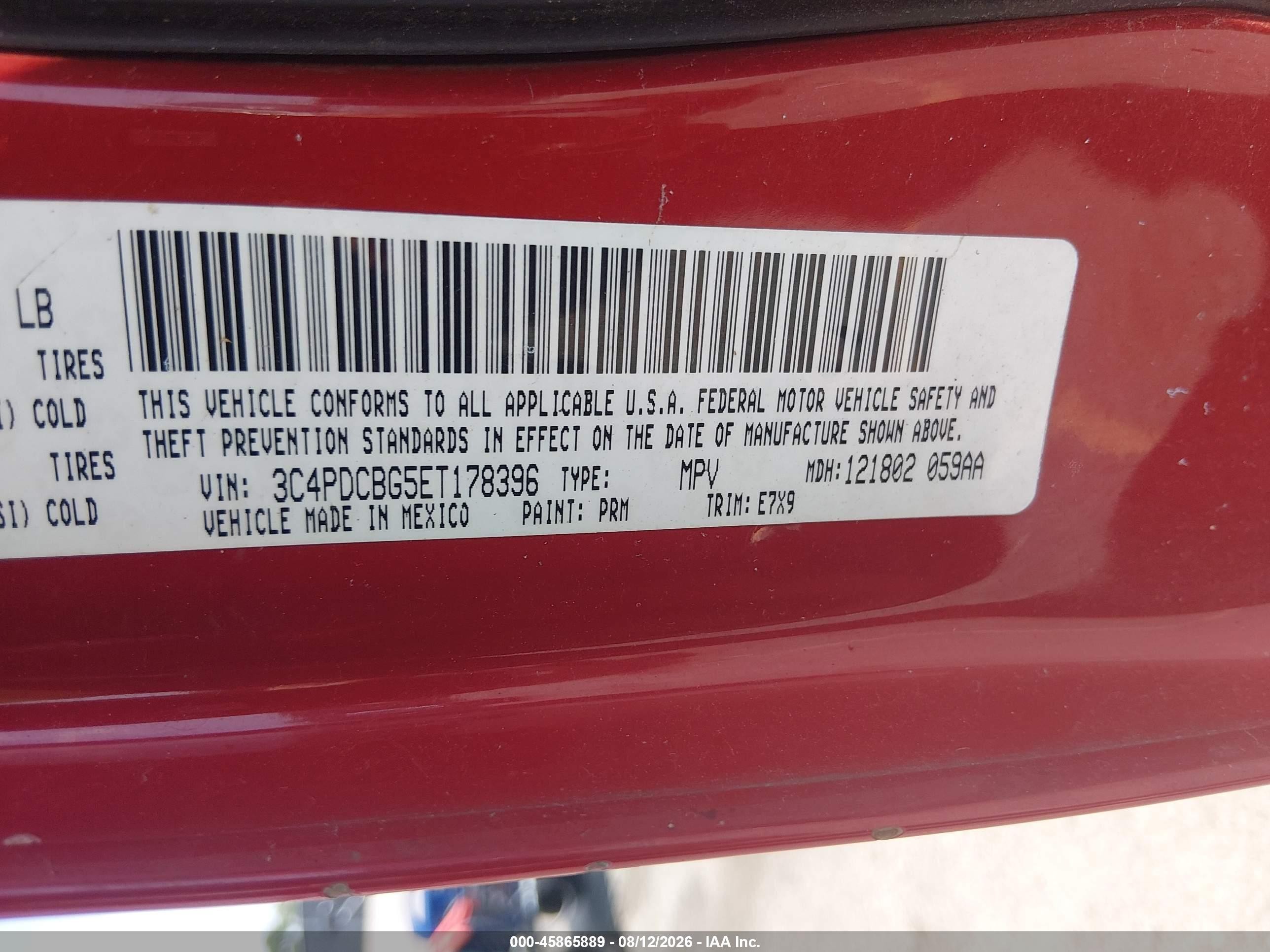 2014 Dodge Journey Sxt Red vin: 3C4PDCBG5ET178396