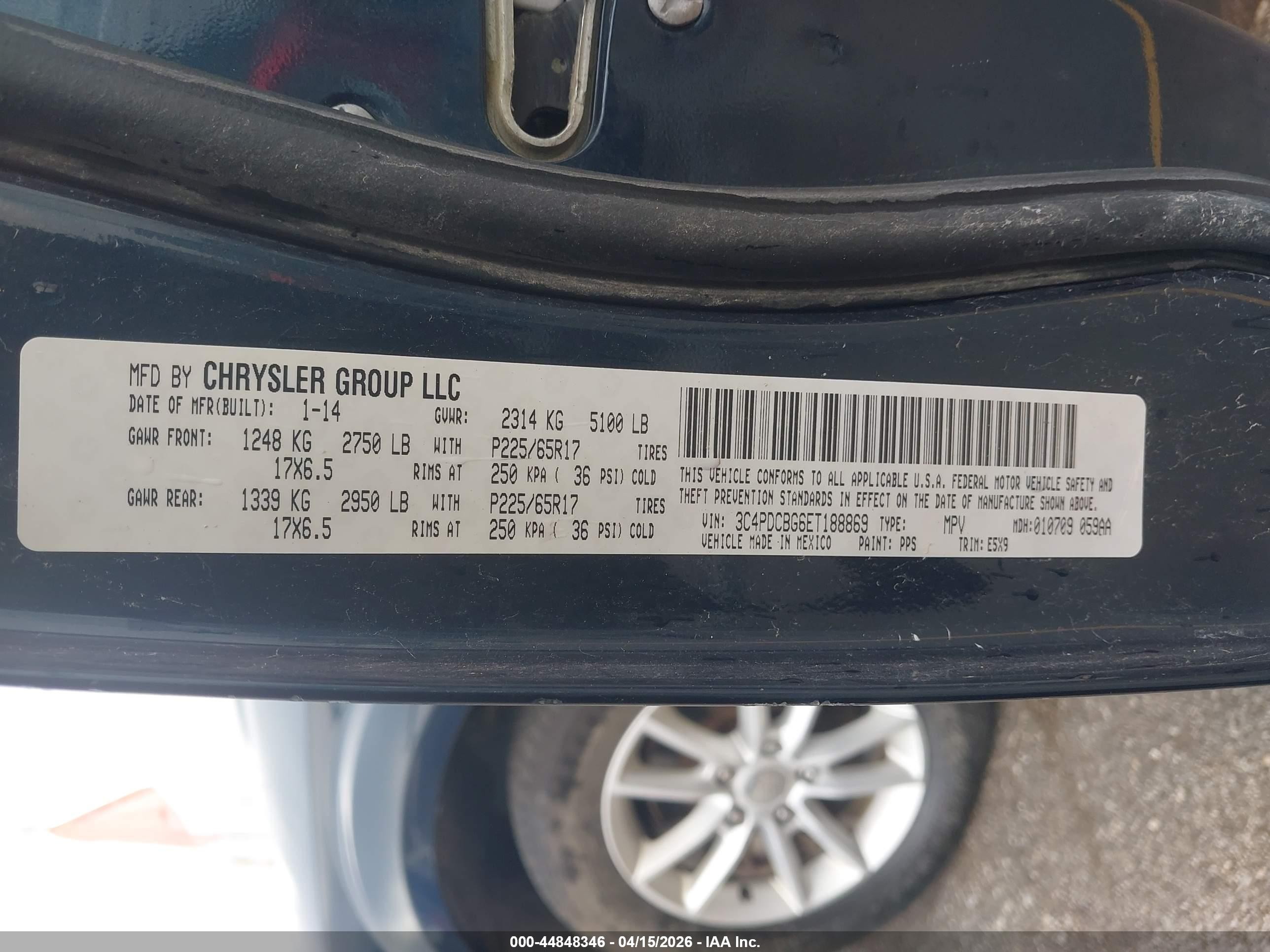 2014 Dodge Journey Sxt Blue vin: 3C4PDCBG6ET188869