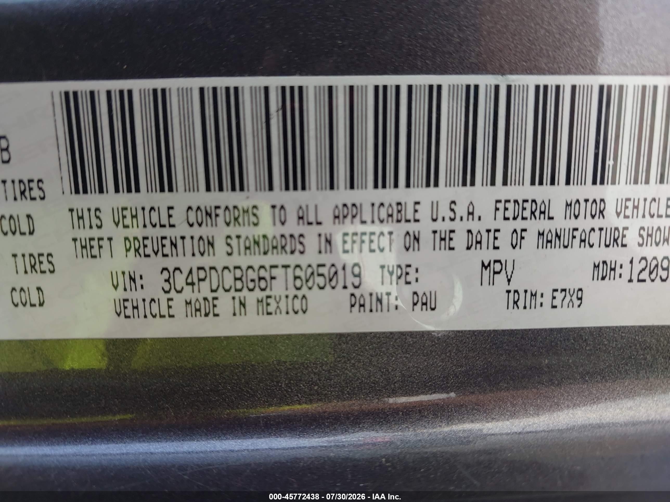 2015 Dodge Journey Sxt Gray vin: 3C4PDCBG6FT605019