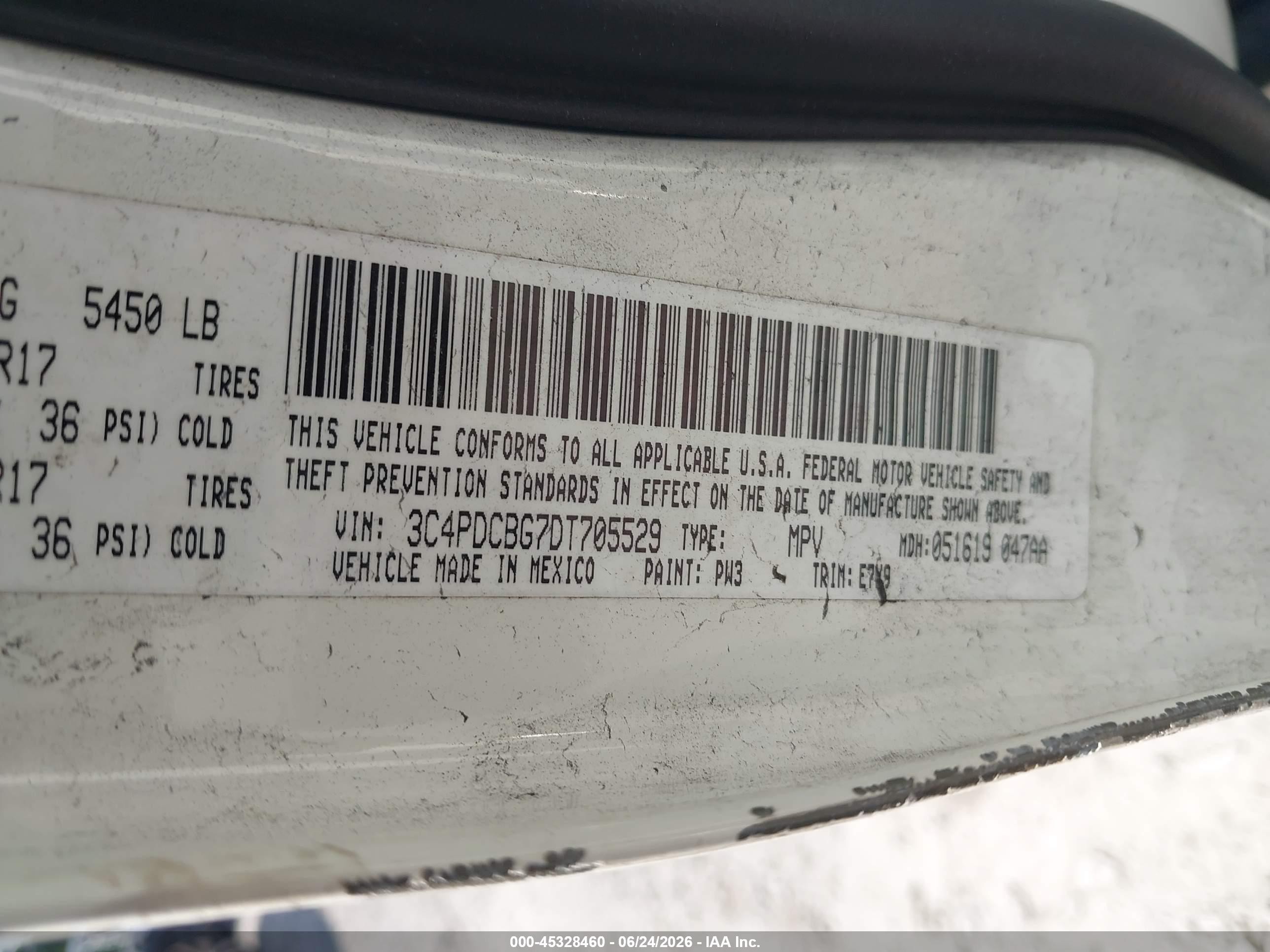 2013 Dodge Journey Sxt White vin: 3C4PDCBG7DT705529