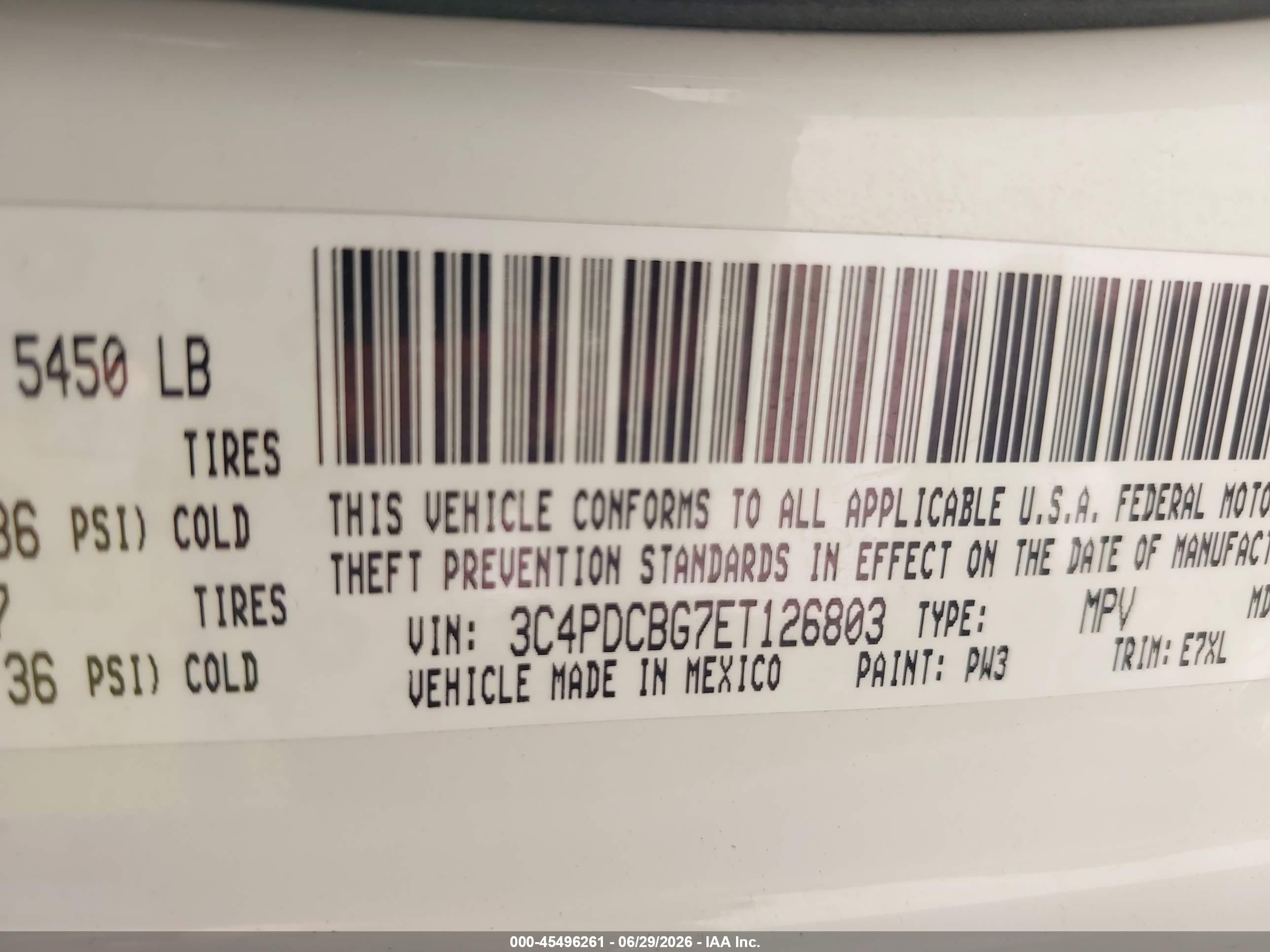 2014 Dodge Journey Sxt Белый vin: 3C4PDCBG7ET126803