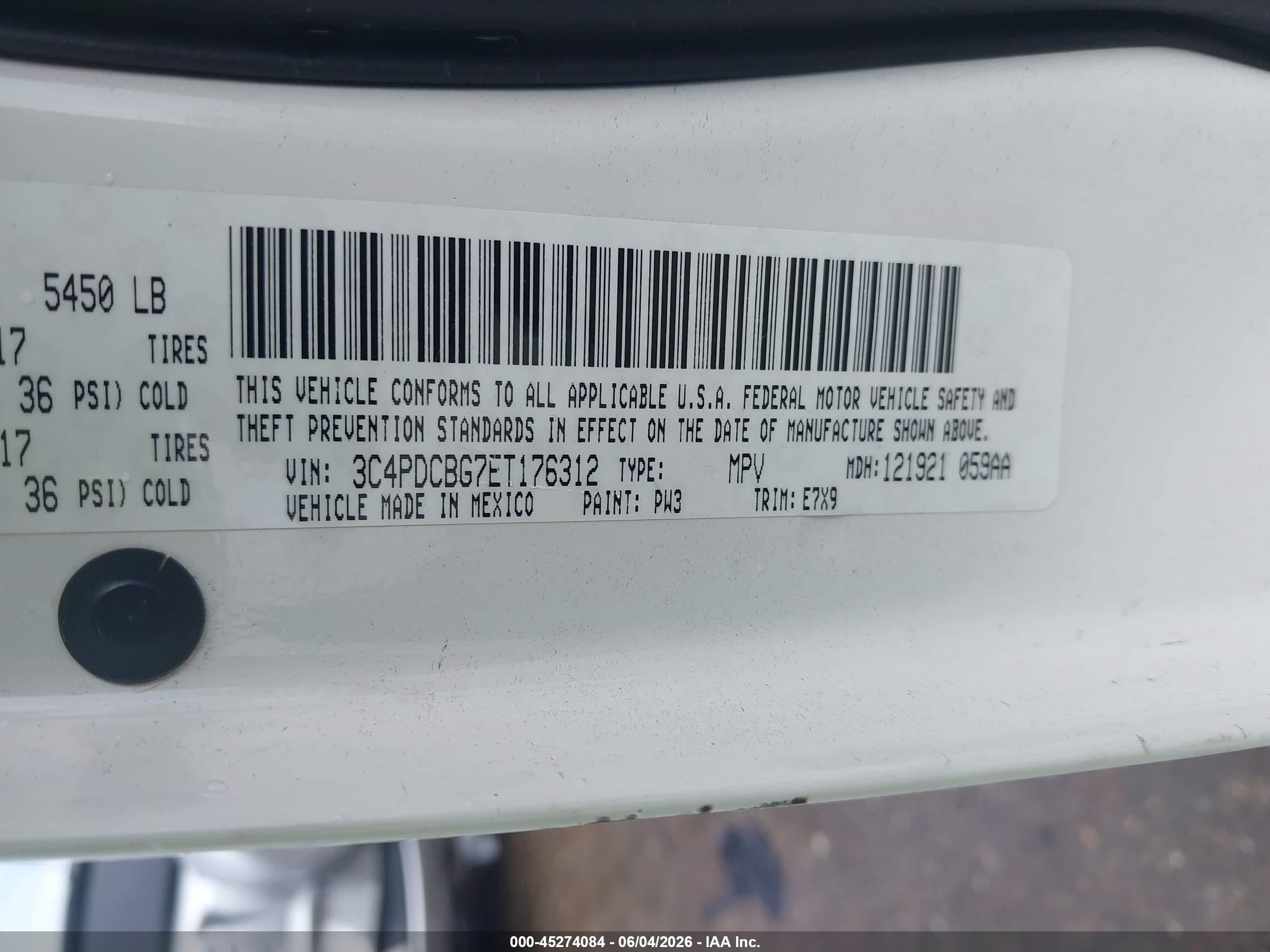 2014 Dodge Journey Sxt Белый vin: 3C4PDCBG7ET176312
