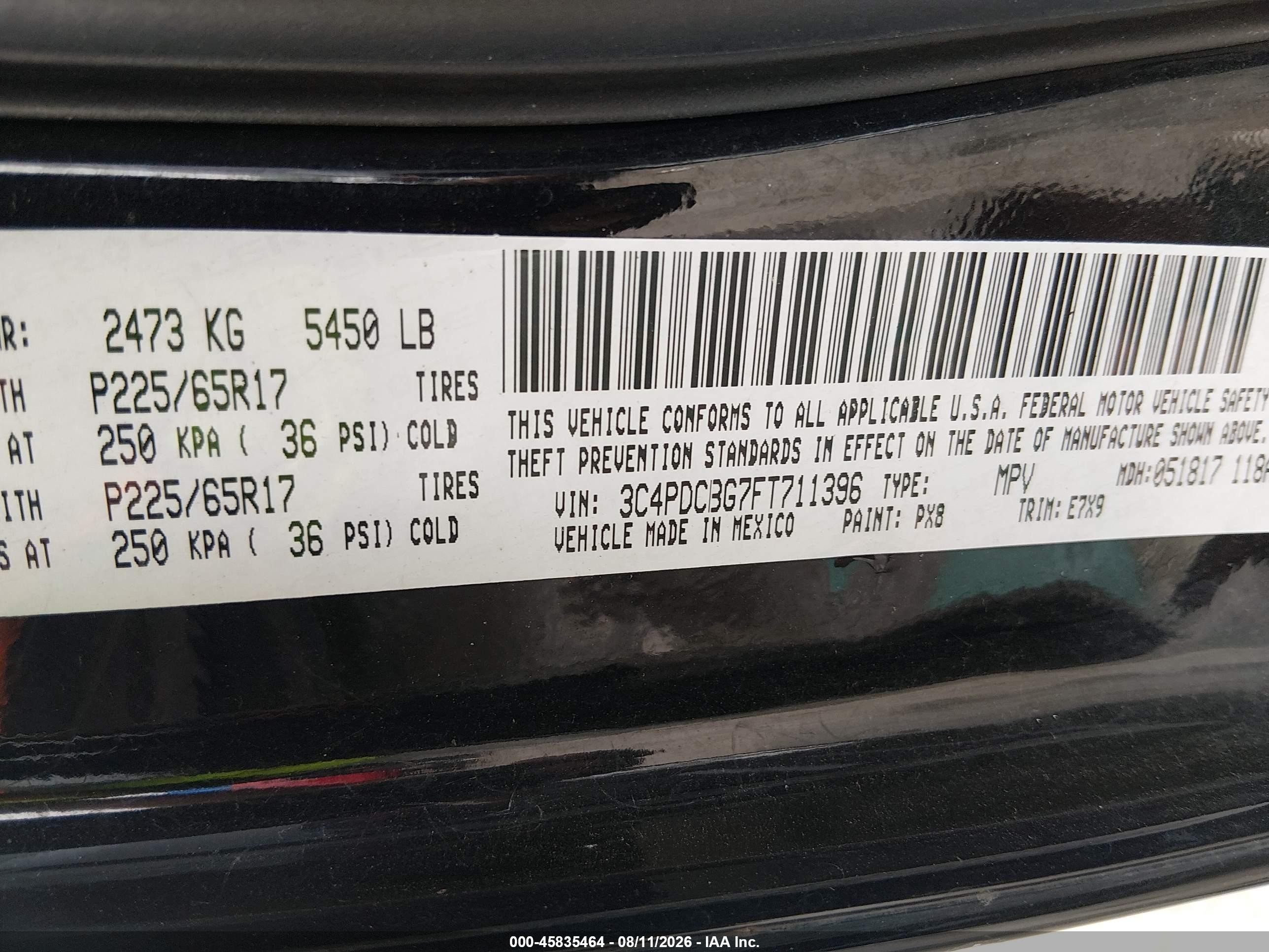 2015 Dodge Journey Sxt Черный vin: 3C4PDCBG7FT711396
