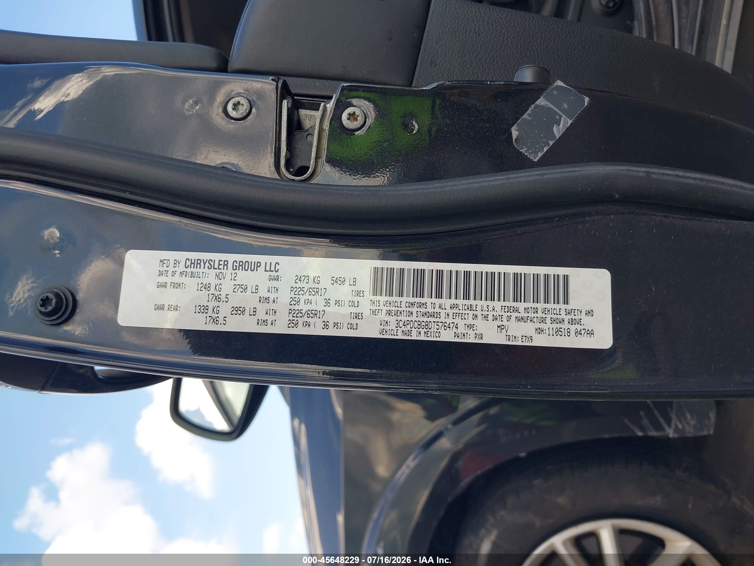 2013 Dodge Journey Sxt Black vin: 3C4PDCBG8DT576474