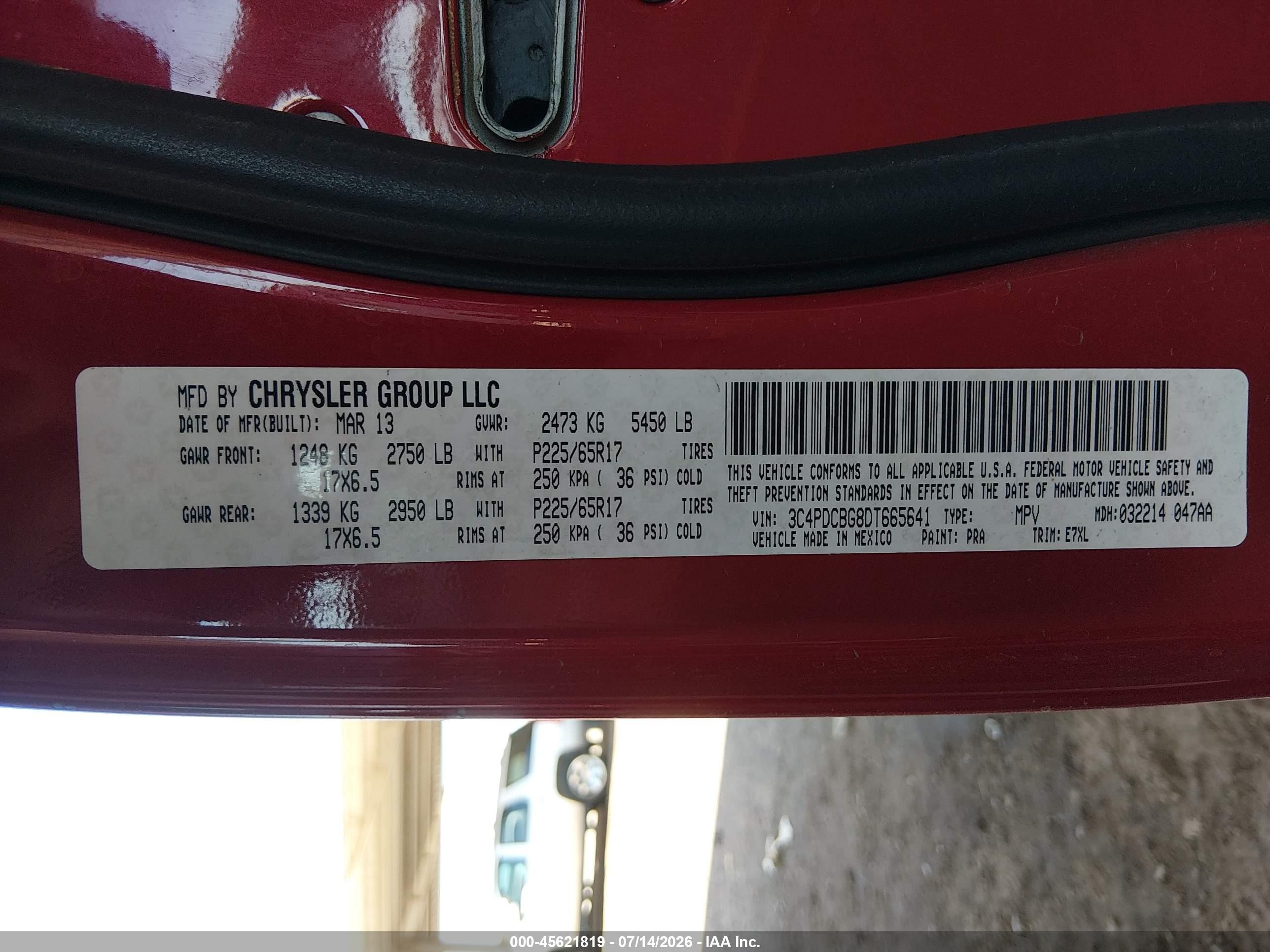 2013 Dodge Journey Sxt Red vin: 3C4PDCBG8DT665641