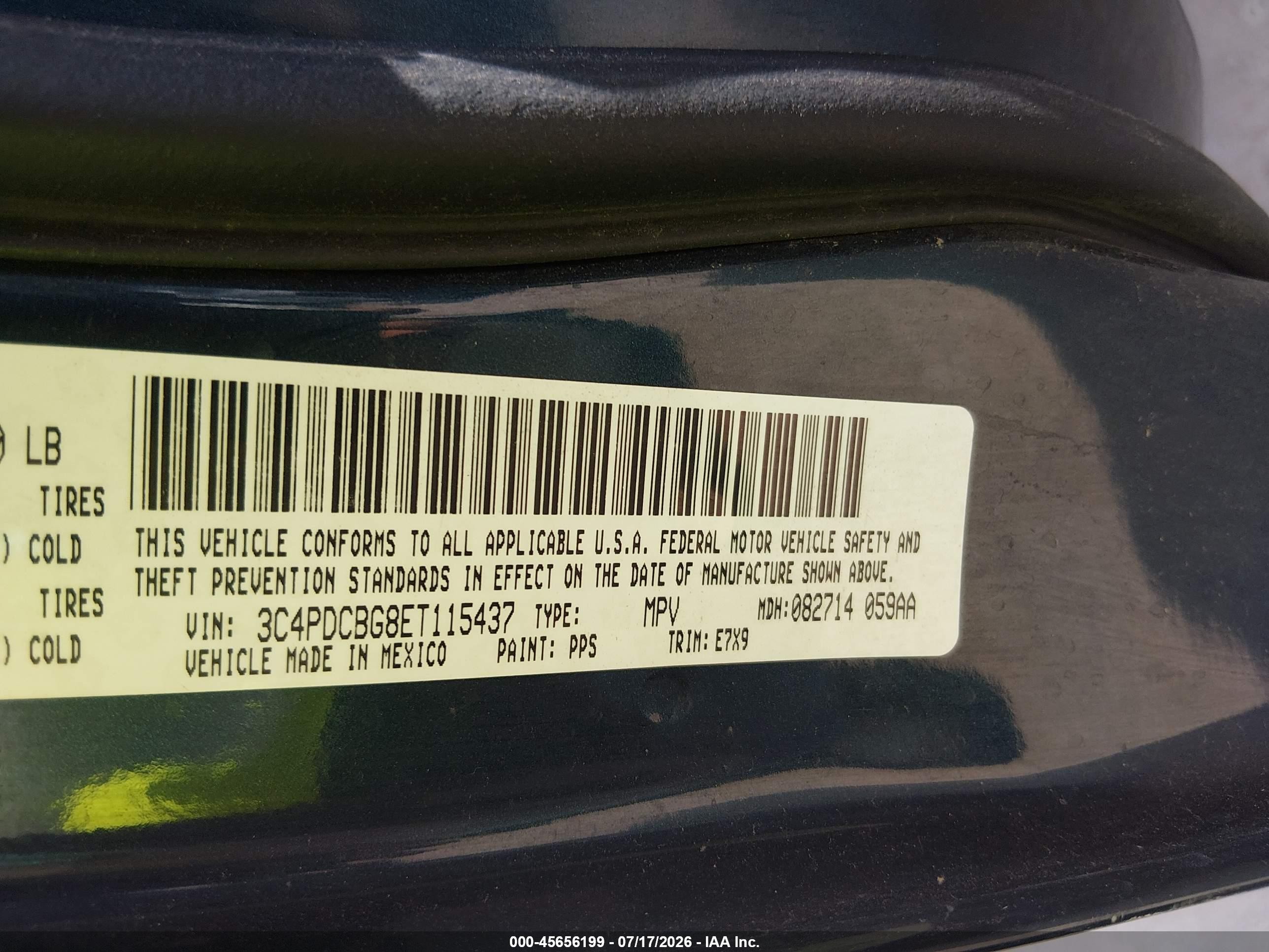 2014 Dodge Journey Sxt Green vin: 3C4PDCBG8ET115437