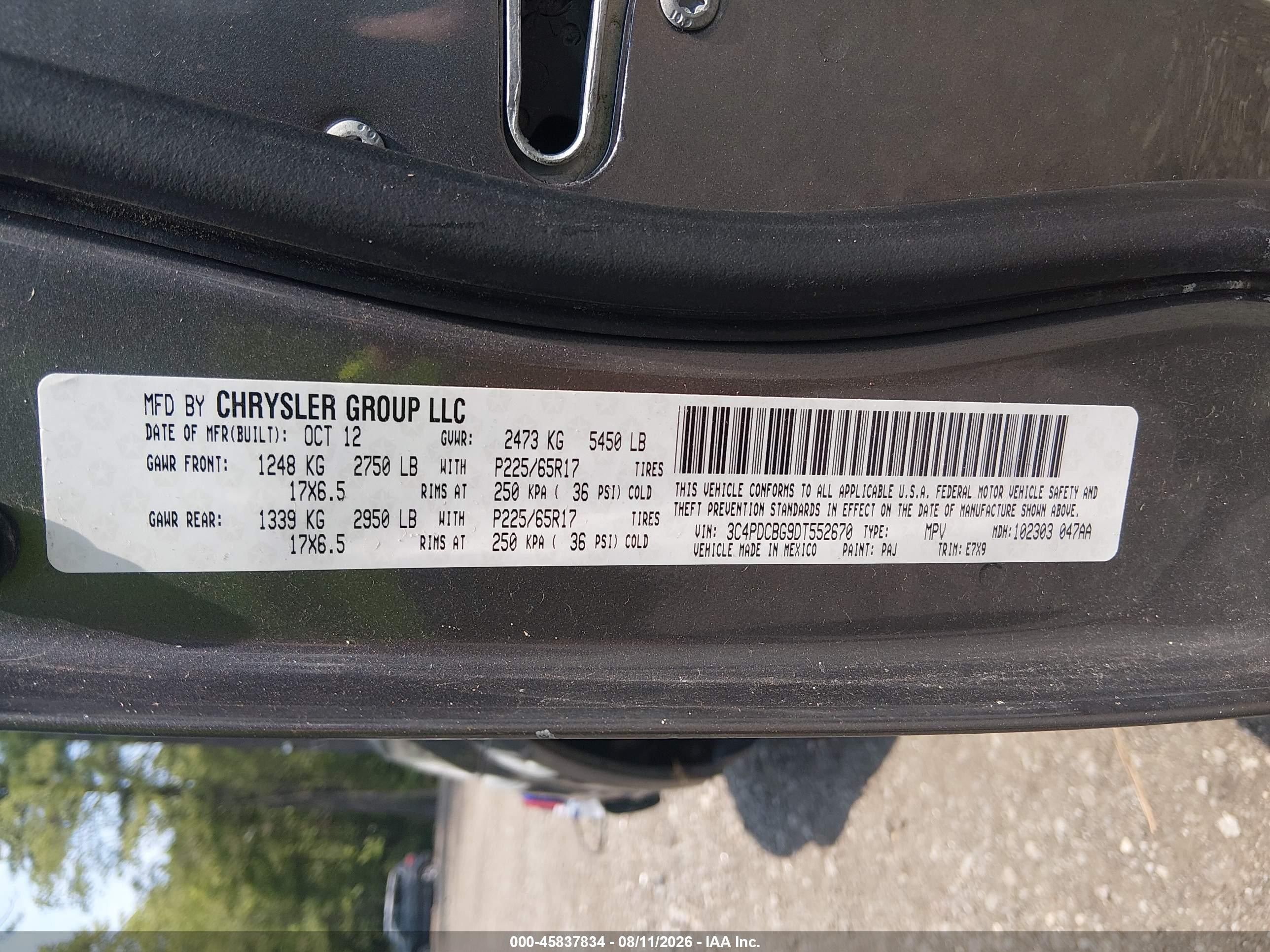 2013 Dodge Journey Sxt Gray vin: 3C4PDCBG9DT552670