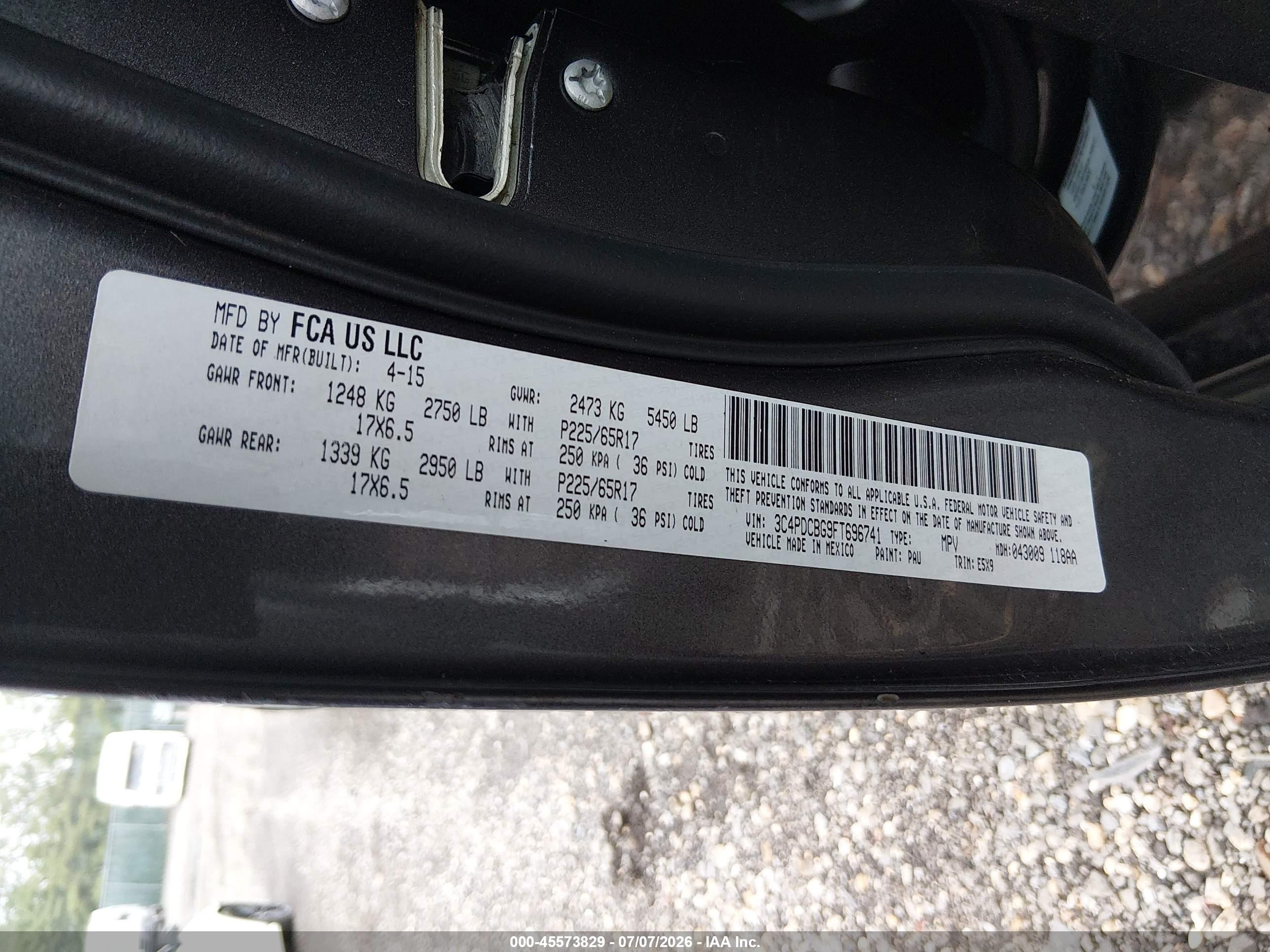 2015 Dodge Journey Sxt Gray vin: 3C4PDCBG9FT696741