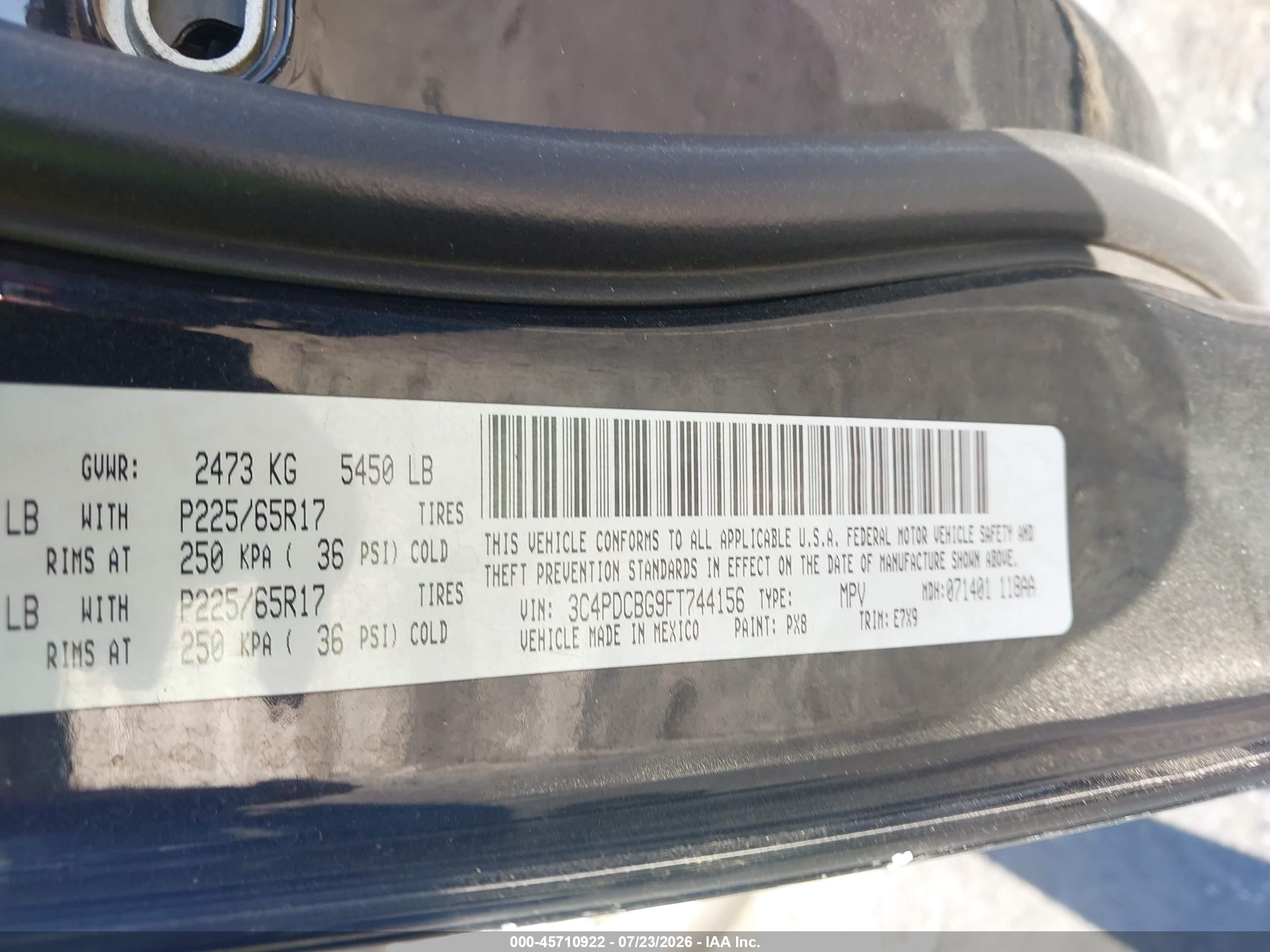 2015 Dodge Journey Sxt Черный vin: 3C4PDCBG9FT744156