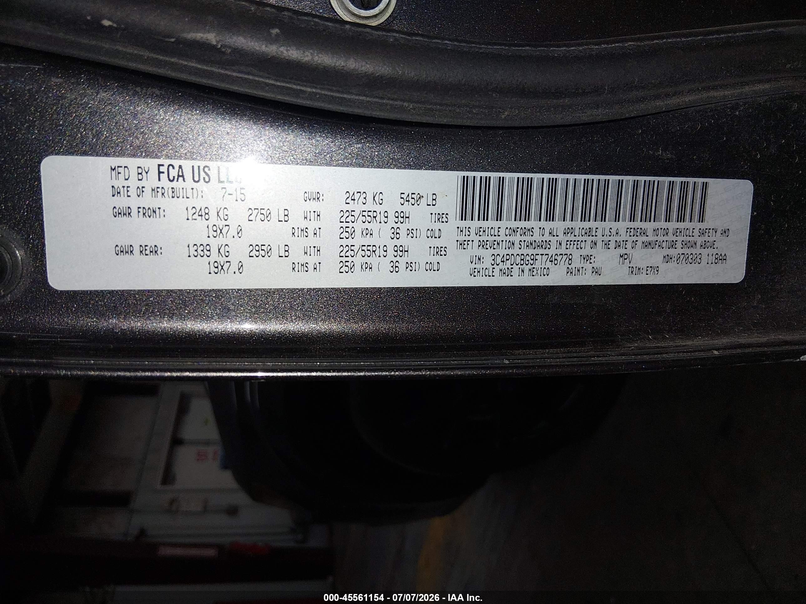 2015 Dodge Journey Sxt Gray vin: 3C4PDCBG9FT746778