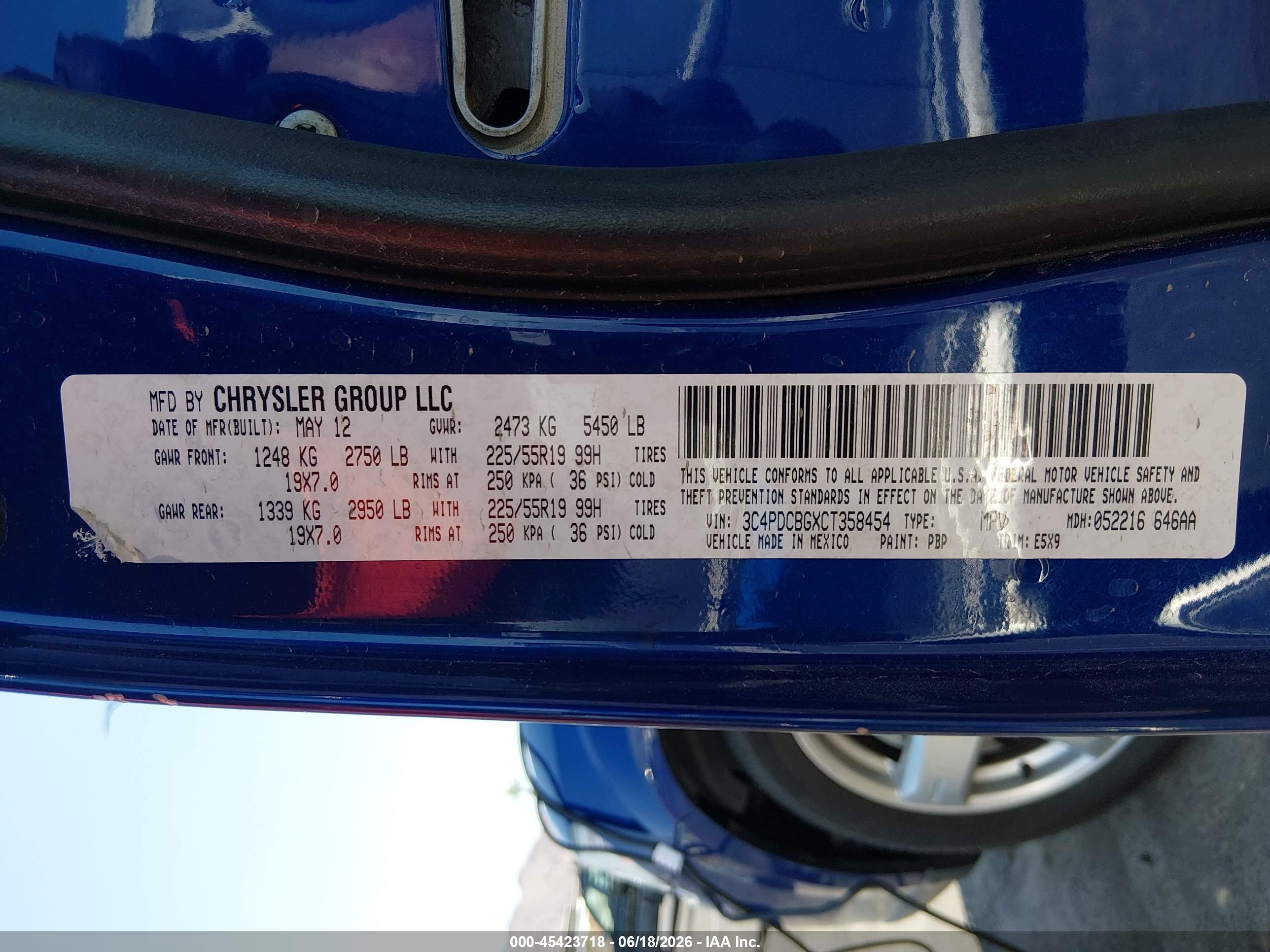2012 Dodge Journey Sxt Blue vin: 3C4PDCBGXCT358454