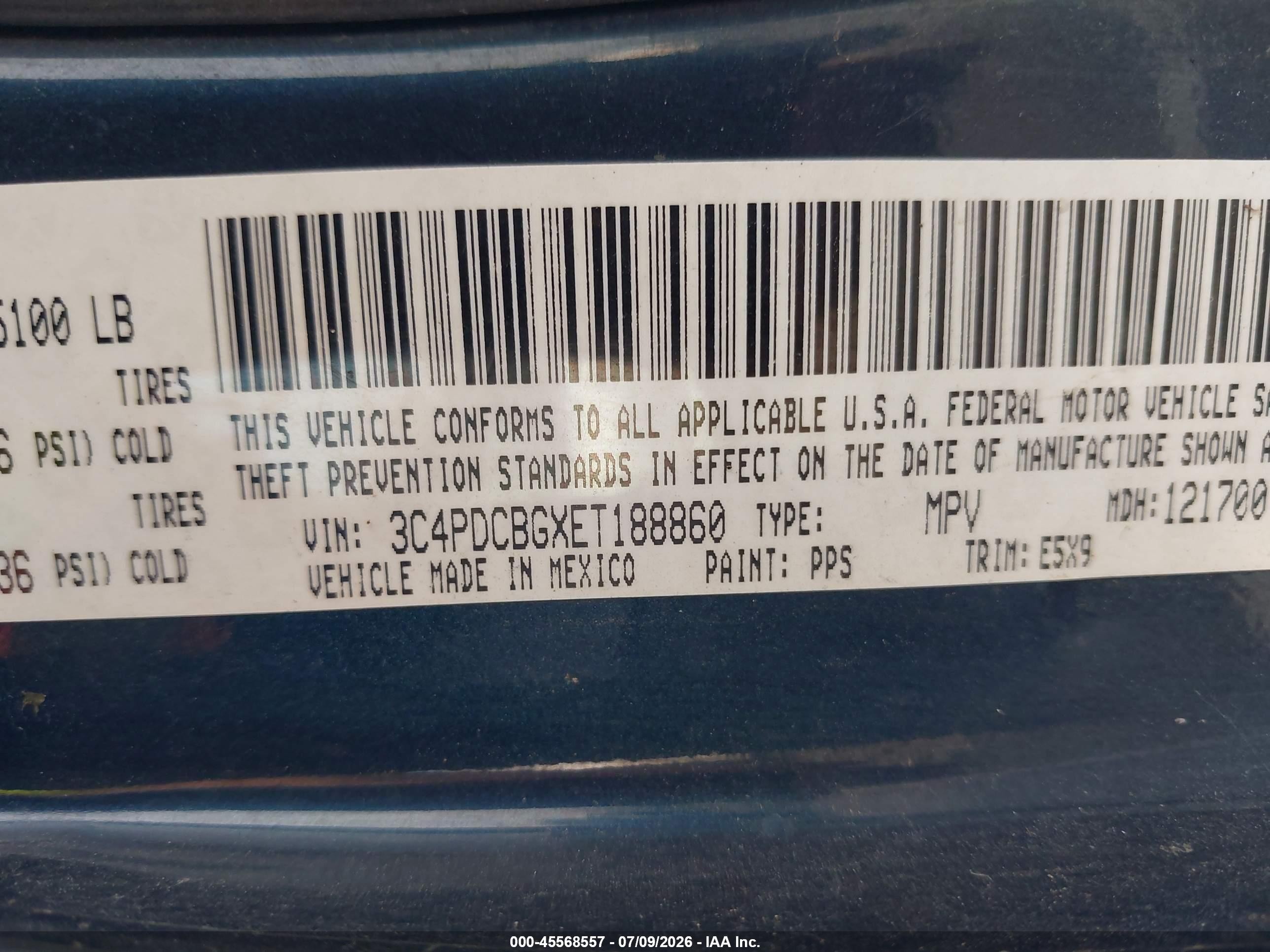2014 Dodge Journey Sxt Blue vin: 3C4PDCBGXET188860