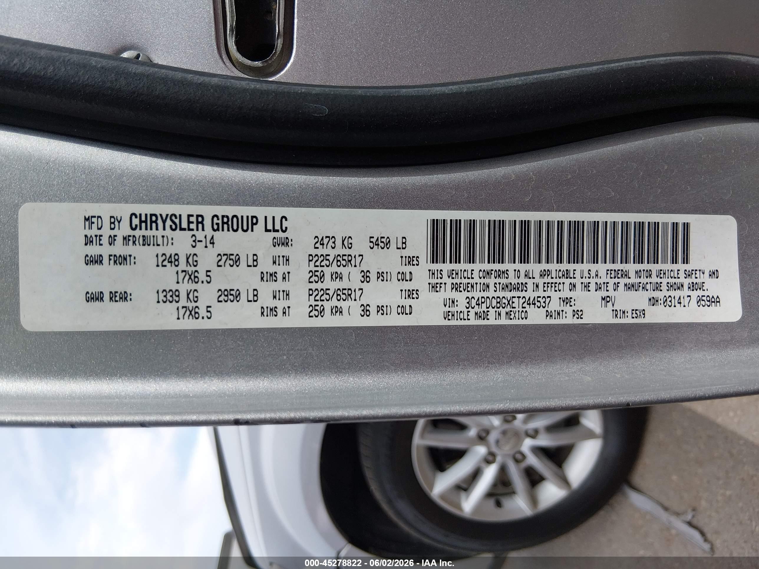 2014 Dodge Journey Sxt Silver vin: 3C4PDCBGXET244537