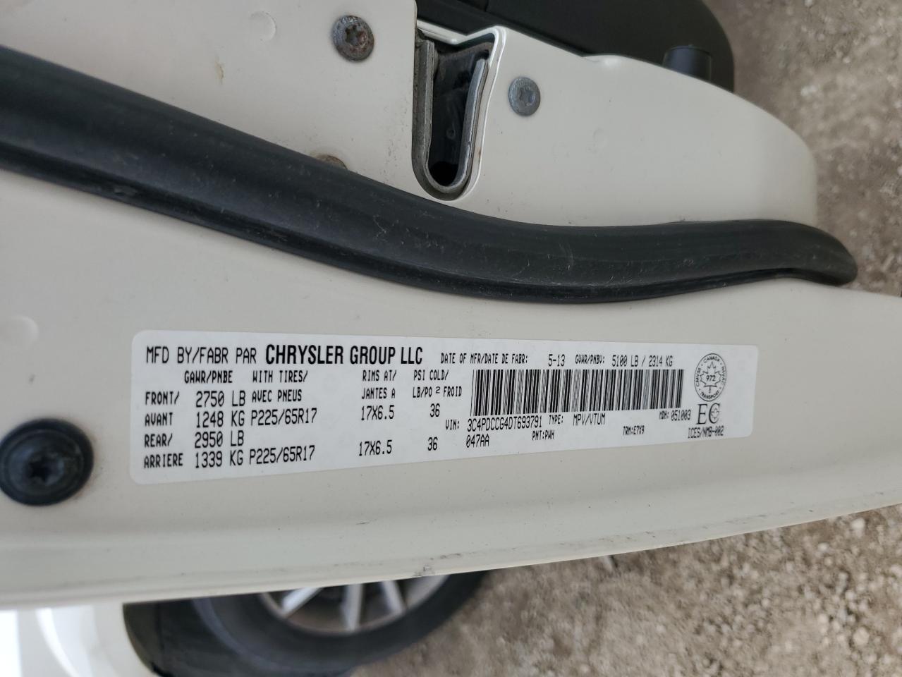 2013 Dodge Journey Sxt White vin: 3C4PDCCG4DT693791