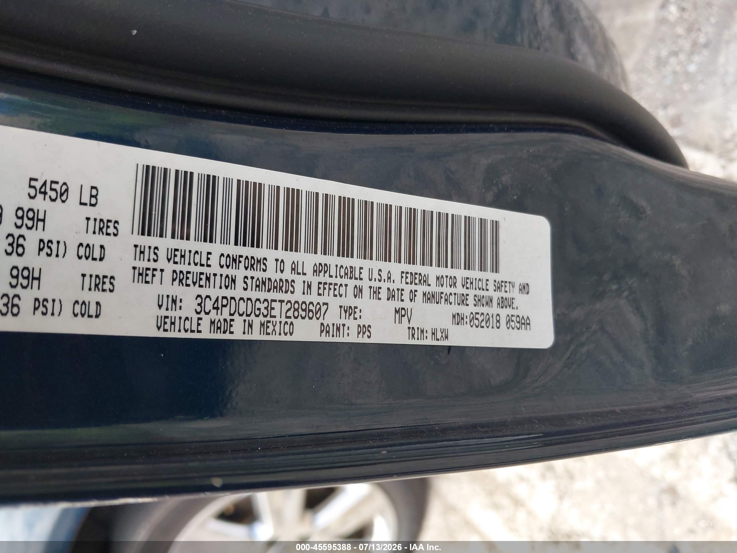 2014 Dodge Journey Limited Синий vin: 3C4PDCDG3ET289607