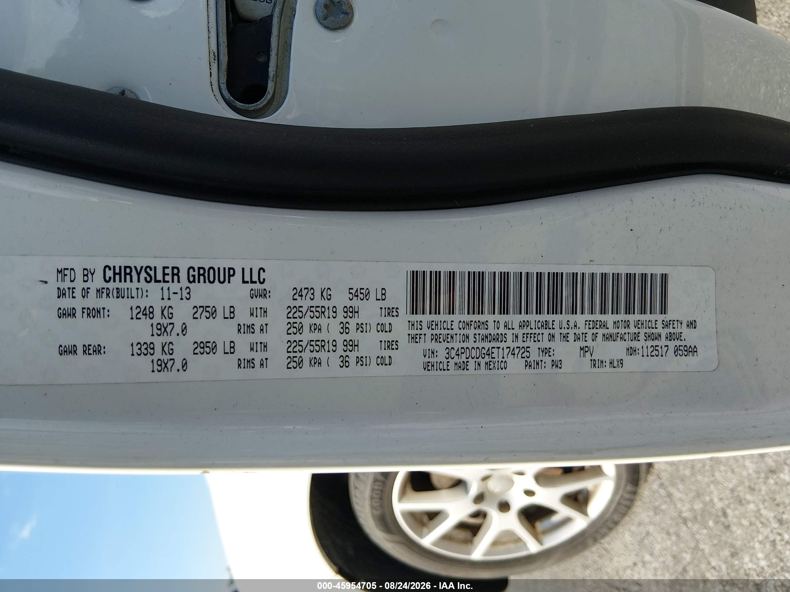 2014 Dodge Journey Limited White vin: 3C4PDCDG4ET174725