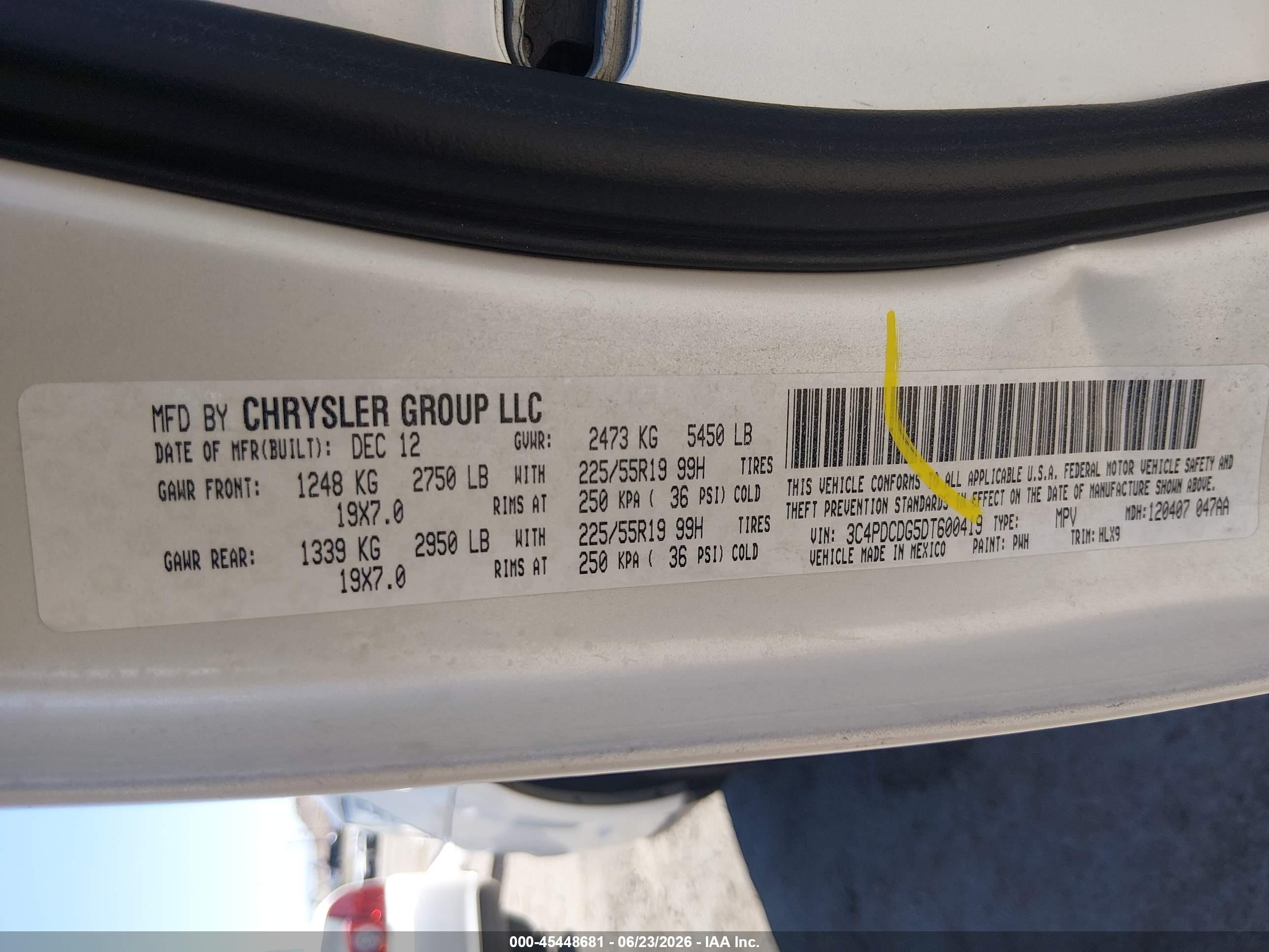 2013 Dodge Journey Crew White vin: 3C4PDCDG5DT600419