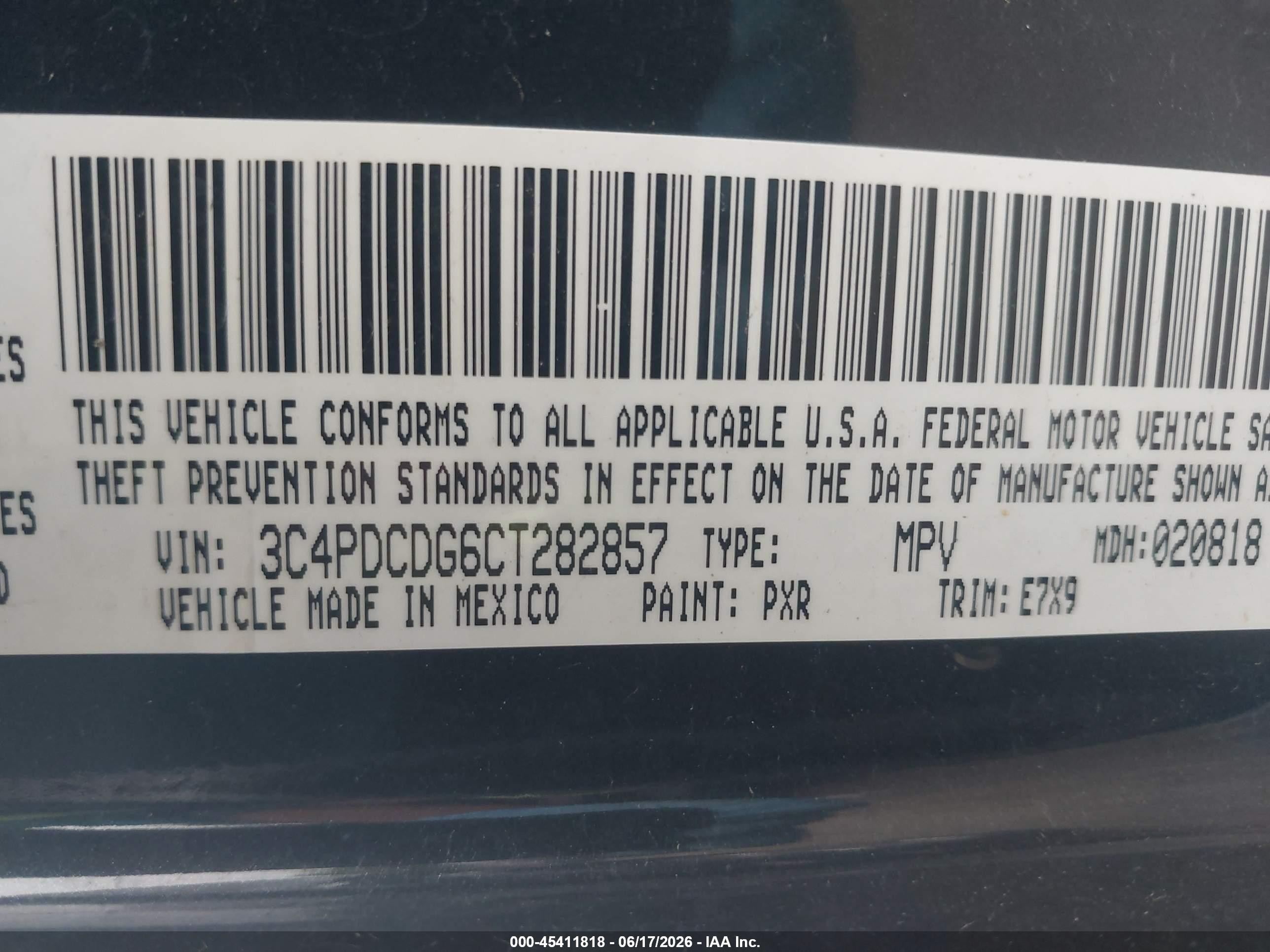 2012 Dodge Journey Crew Black vin: 3C4PDCDG6CT282857