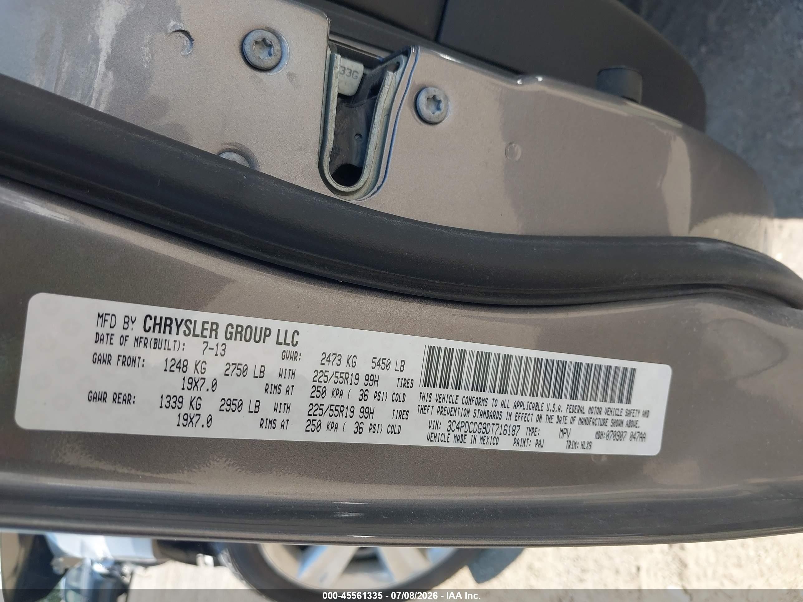 2013 Dodge Journey Crew Gray vin: 3C4PDCDG9DT716187