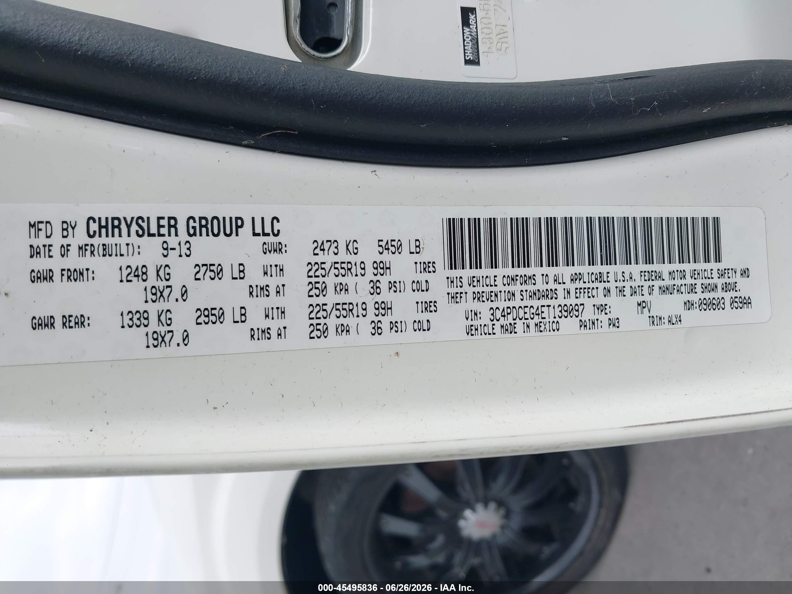 2014 Dodge Journey R/t White vin: 3C4PDCEG4ET139097