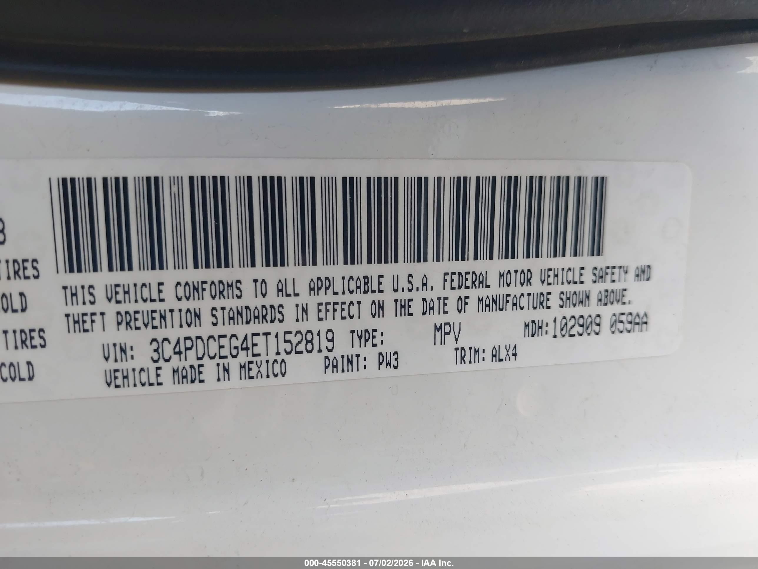 2014 Dodge Journey R/t White vin: 3C4PDCEG4ET152819