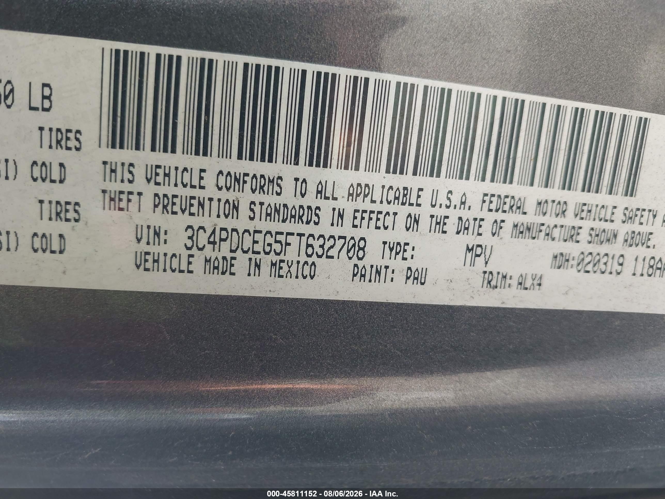 2015 Dodge Journey R/t Gray vin: 3C4PDCEG5FT632708