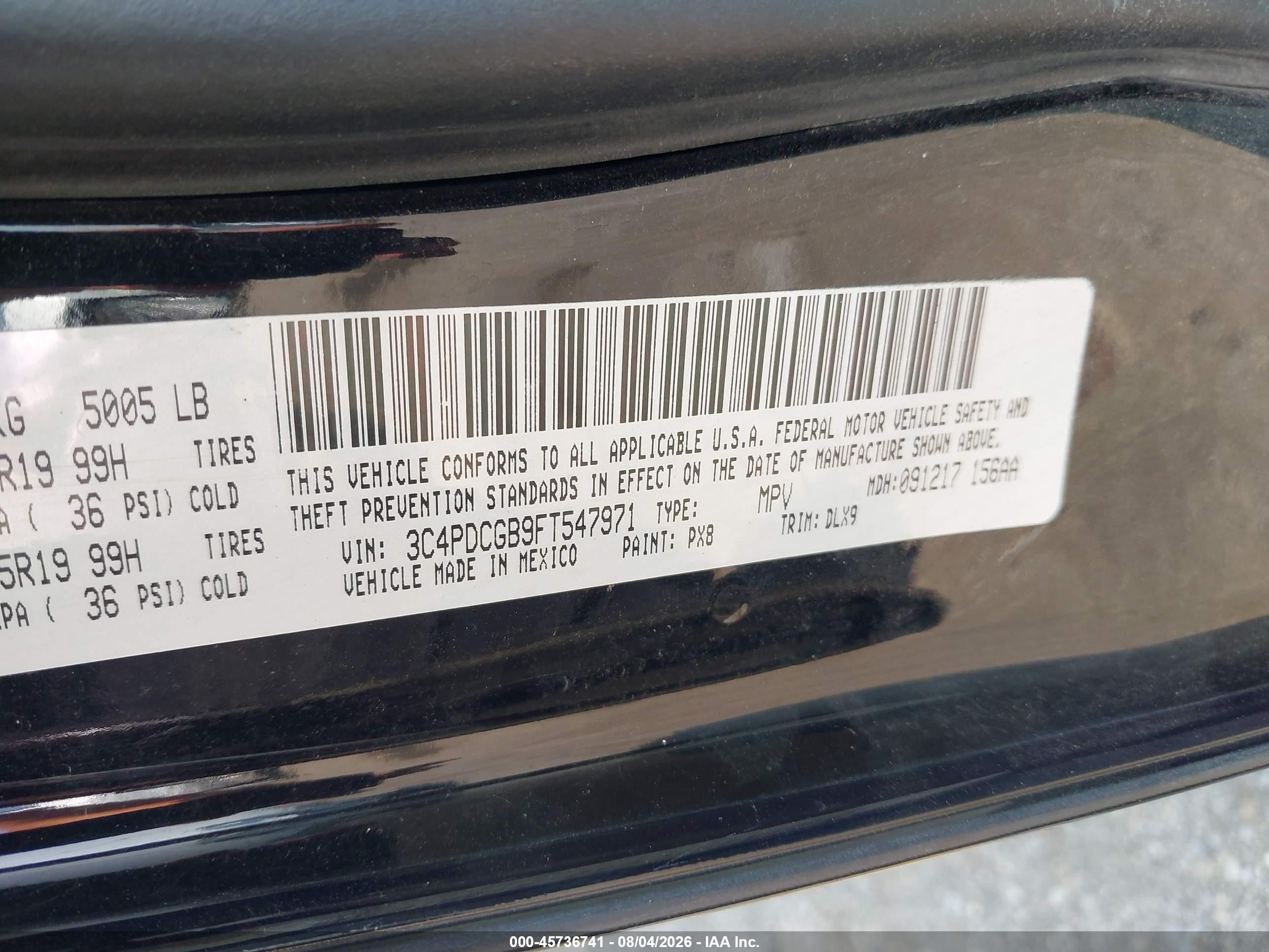 2015 Dodge Journey Crossroad Черный vin: 3C4PDCGB9FT547971