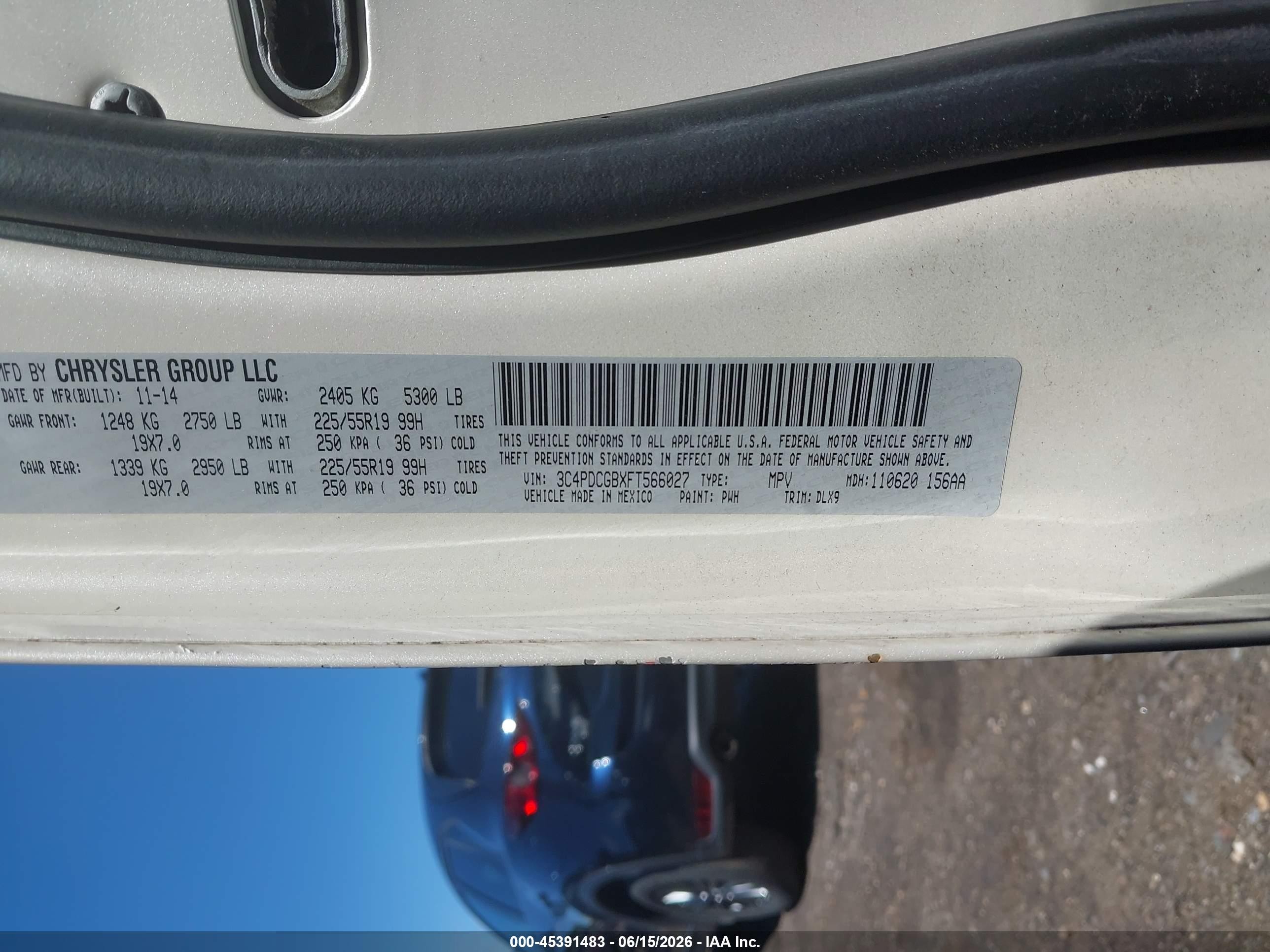 2015 Dodge Journey Crossroad White vin: 3C4PDCGBXFT566027