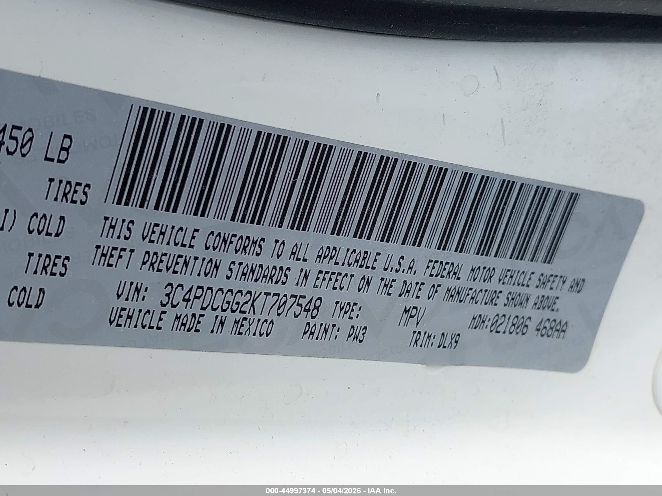 2019 Dodge Journey Crossroad White vin: 3C4PDCGG2KT707548