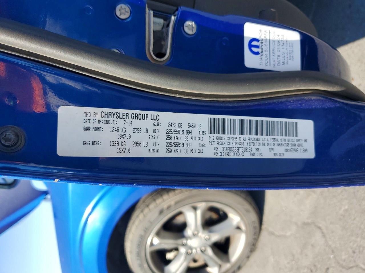 2015 Dodge Journey Crossroad Blue vin: 3C4PDCGG3FT518154