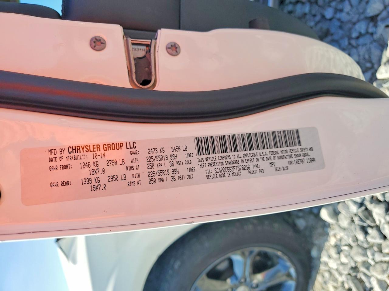 2015 Dodge Journey Crossroad White vin: 3C4PDCGG3FT578256