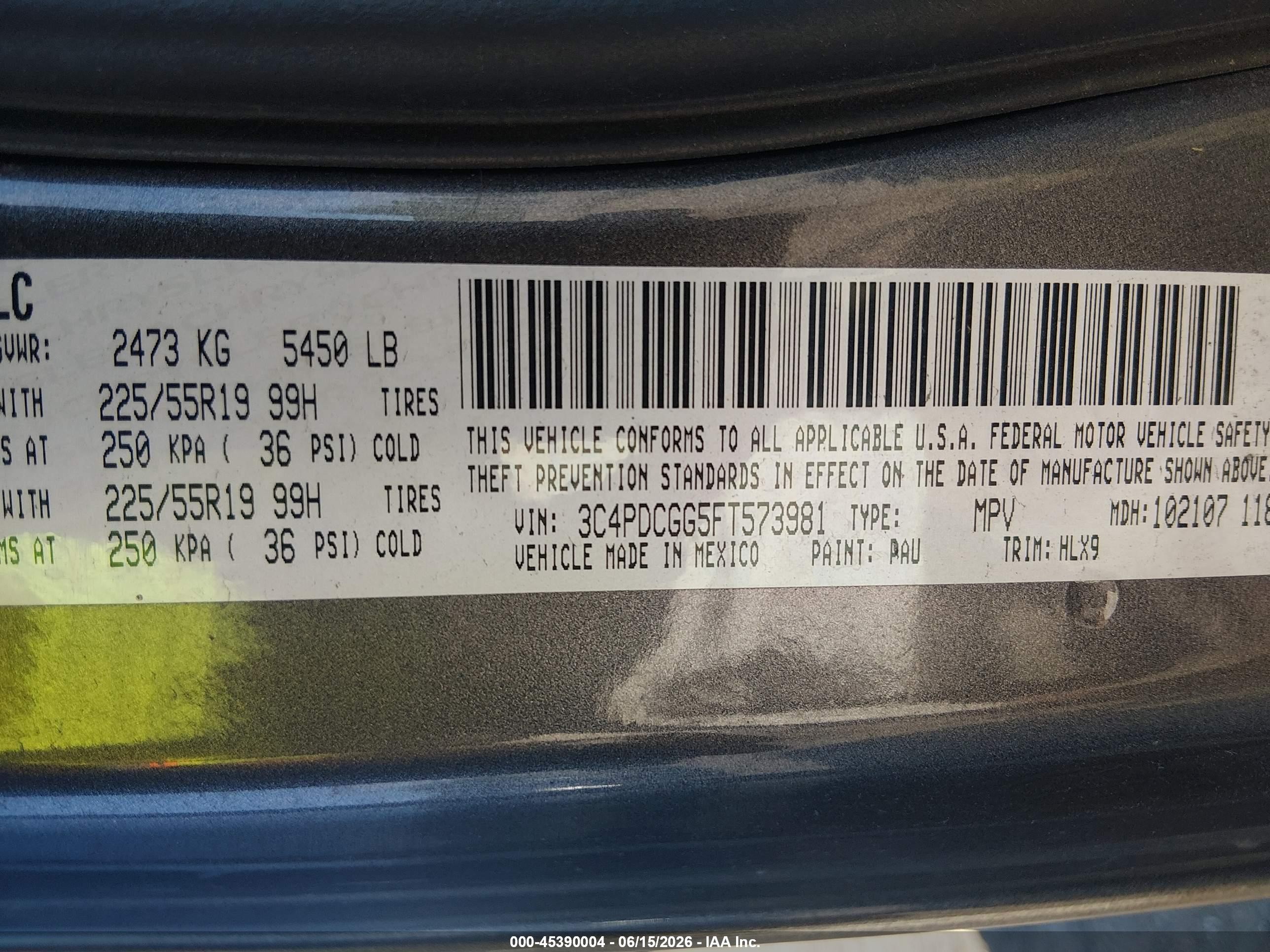 2015 Dodge Journey Crossroad Gray vin: 3C4PDCGG5FT573981