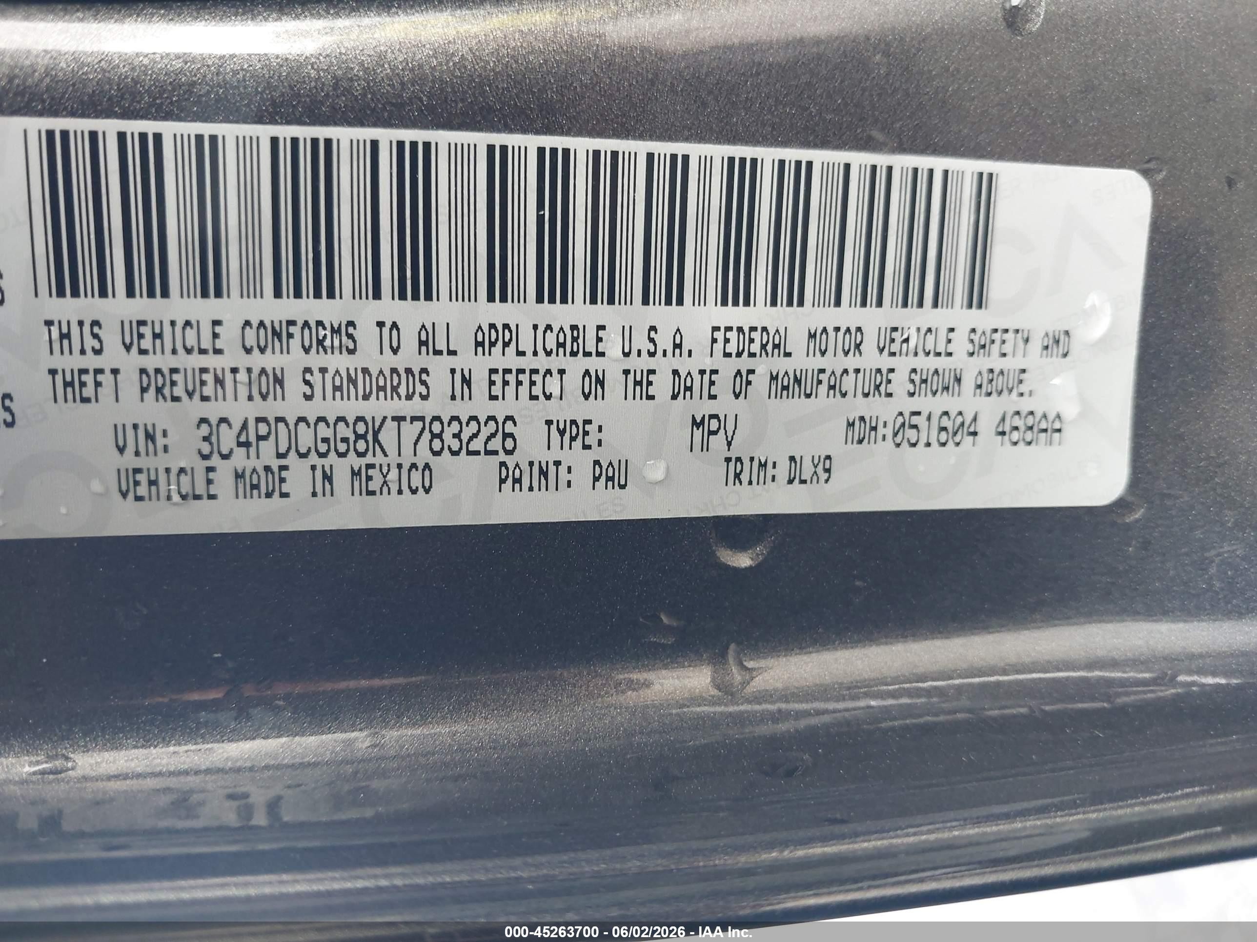 2019 Dodge Journey Crossroad Gray vin: 3C4PDCGG8KT783226