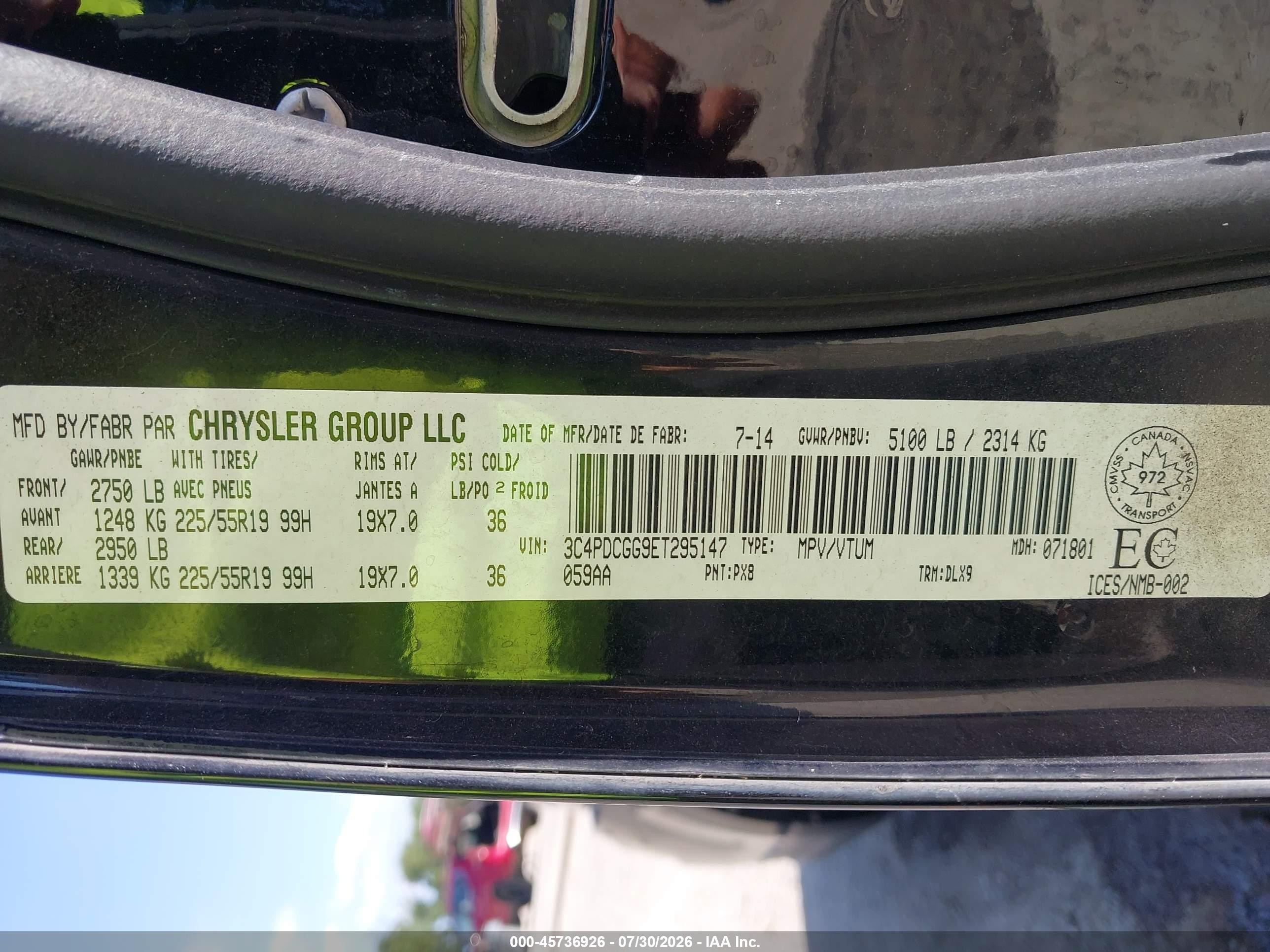 2014 Dodge Journey Crossroad Черный vin: 3C4PDCGG9ET295147