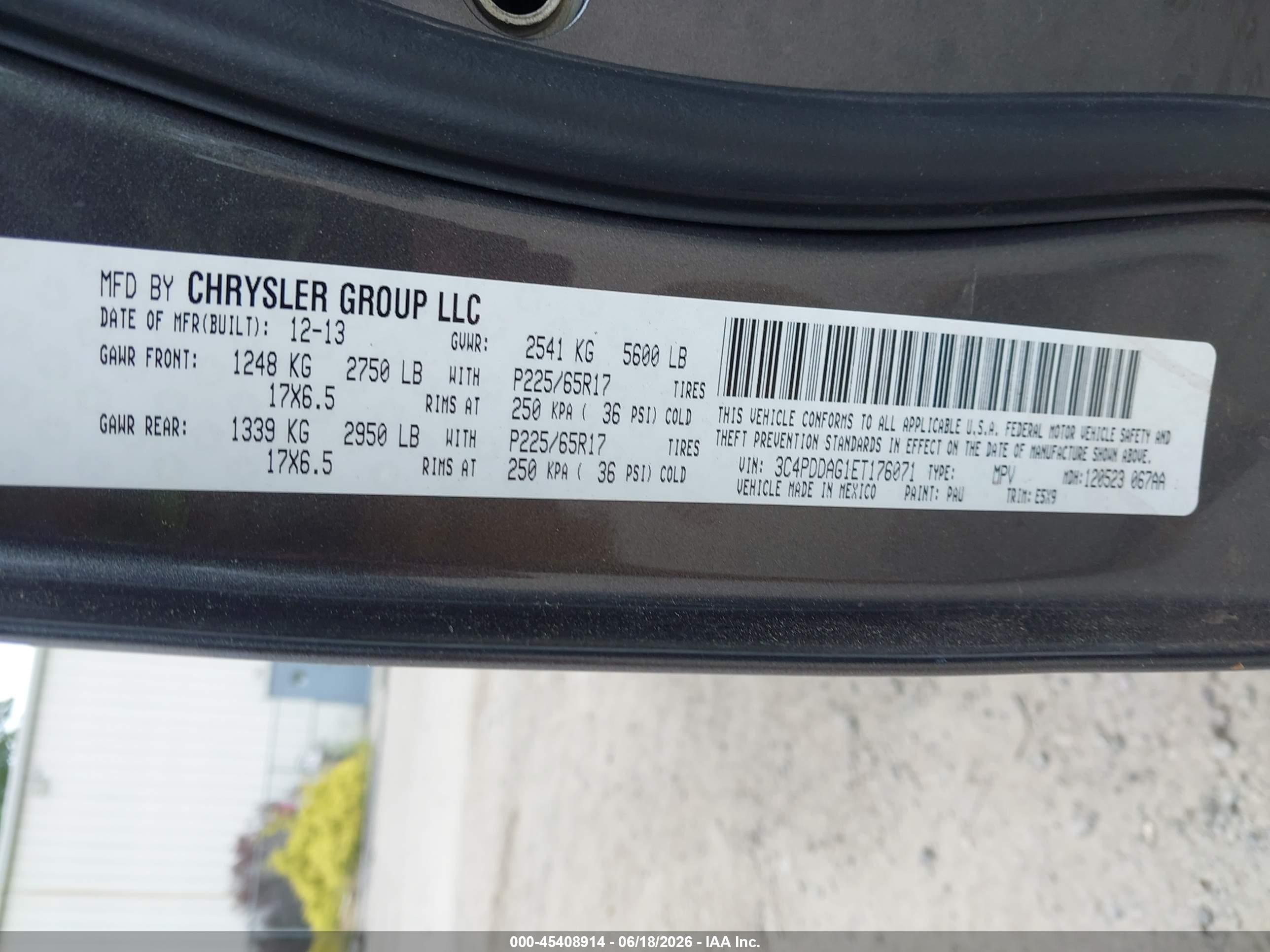 2014 Dodge Journey Se Gray vin: 3C4PDDAG1ET176071
