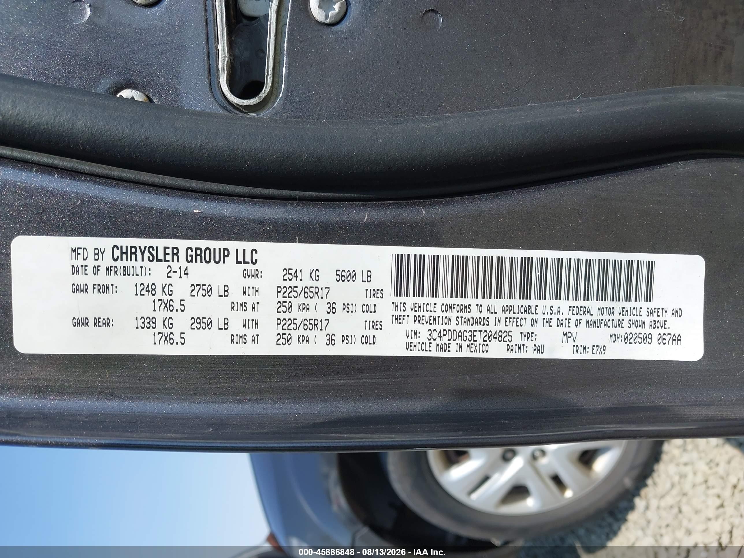 2014 Dodge Journey Se Gray vin: 3C4PDDAG3ET204825