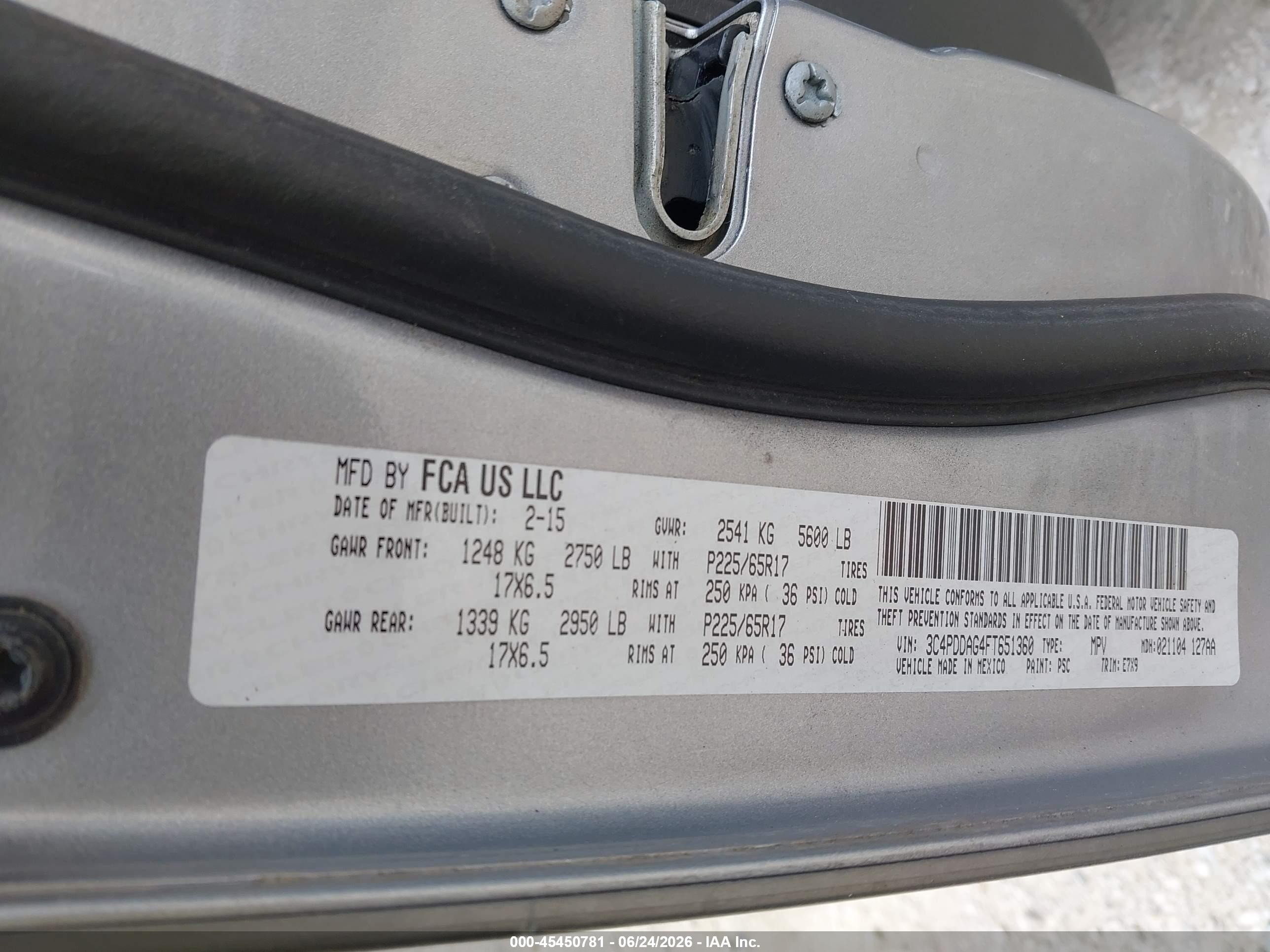 2015 Dodge Journey Se Gray vin: 3C4PDDAG4FT651360