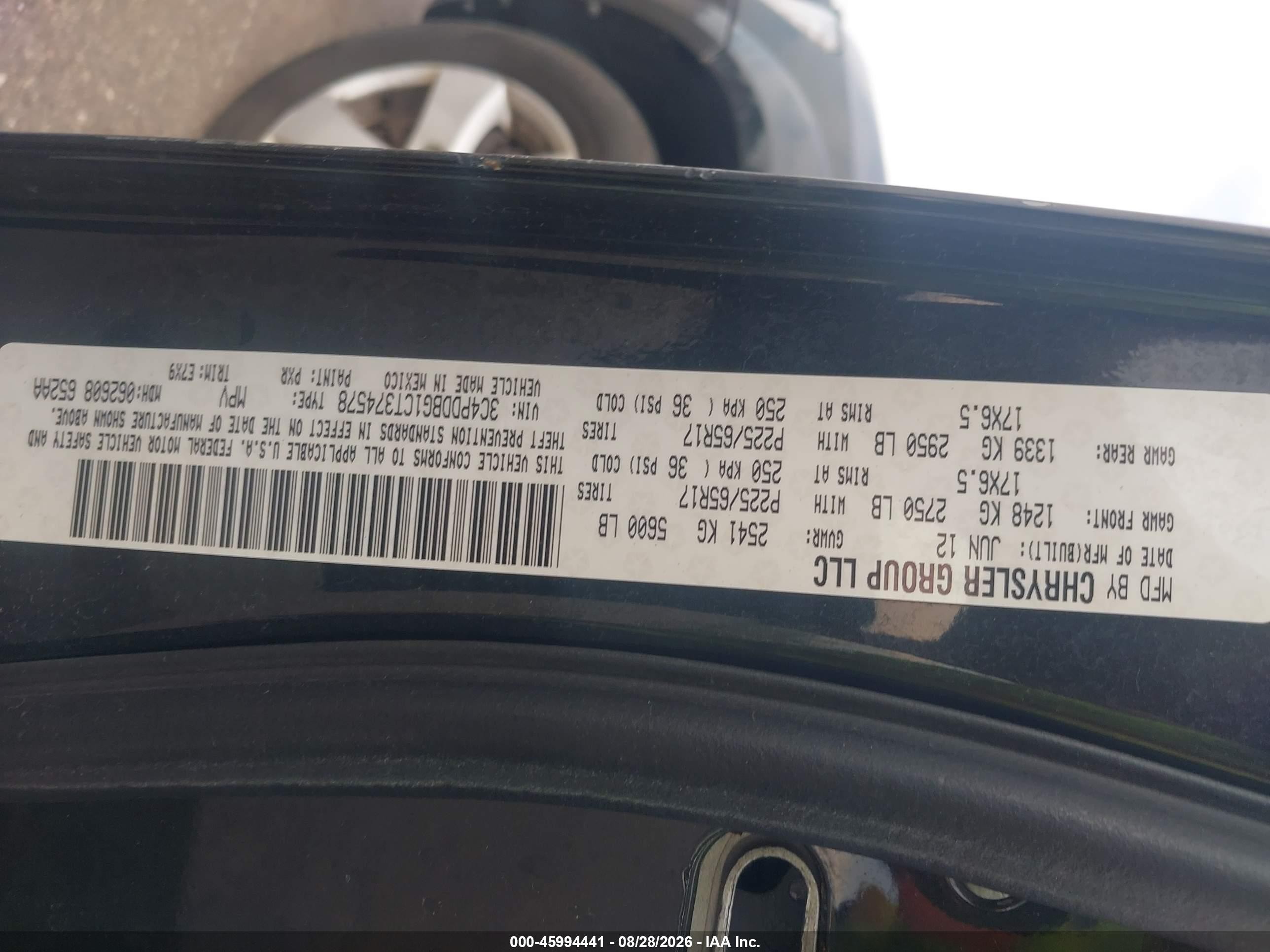 2012 Dodge Journey Sxt Черный vin: 3C4PDDBG1CT374578