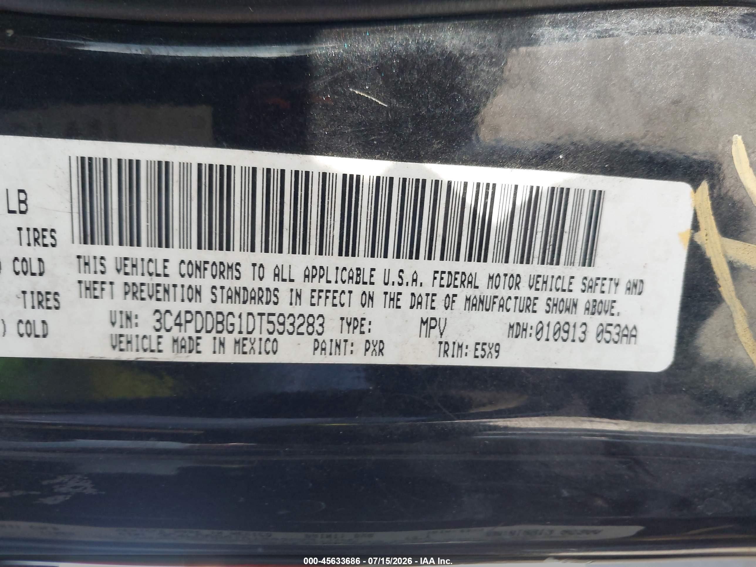 2013 Dodge Journey Sxt Black vin: 3C4PDDBG1DT593283